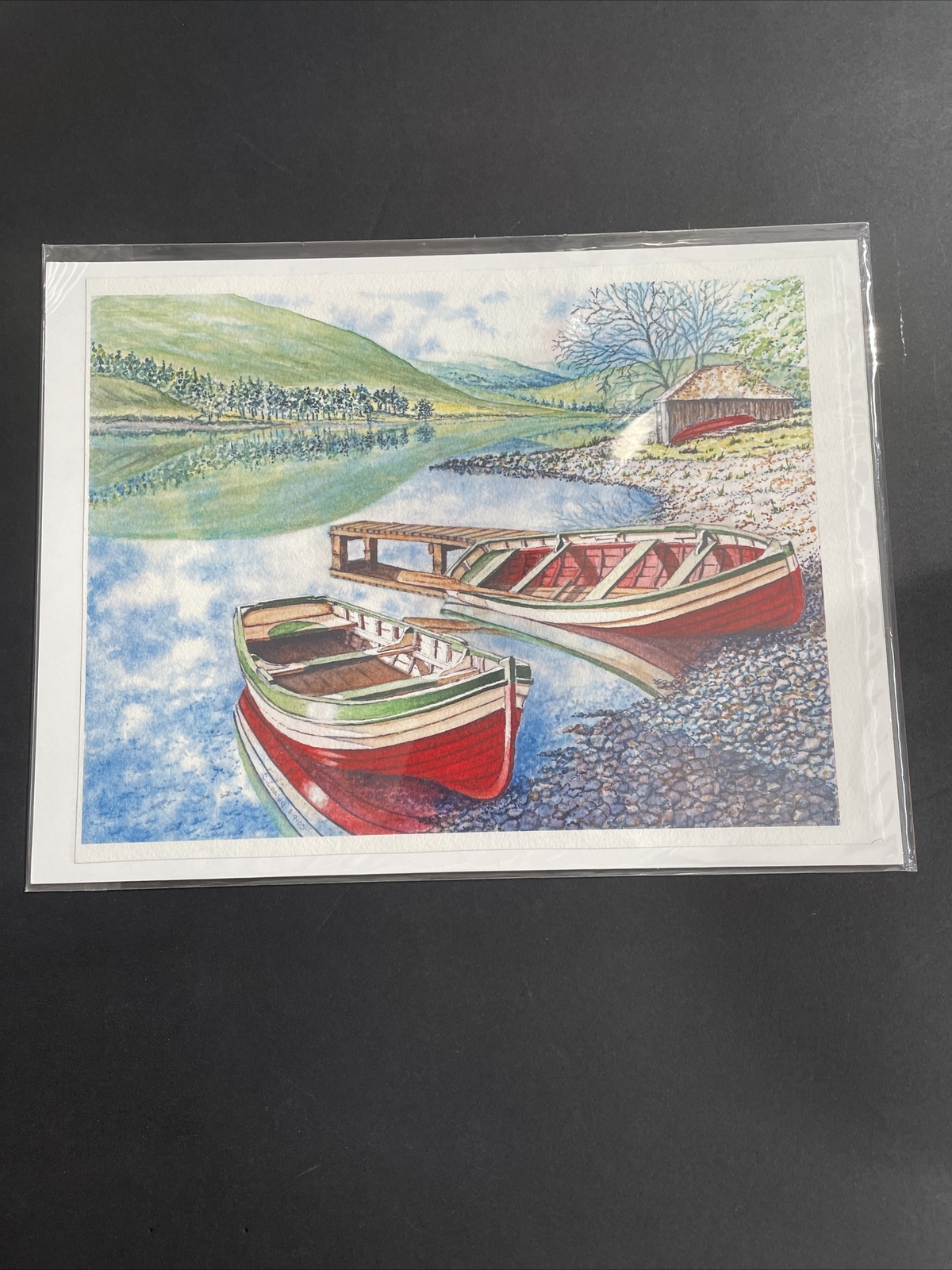 Original Watercolor Painting By Cindy Coakley Boat Dock 8.5 x 11 fs