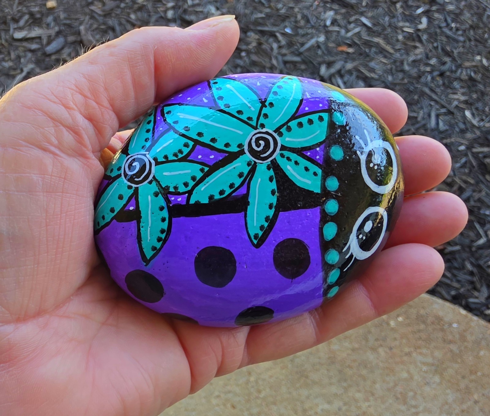 Hand Painted ladybug river Rock original paper weight Painting Art Gift