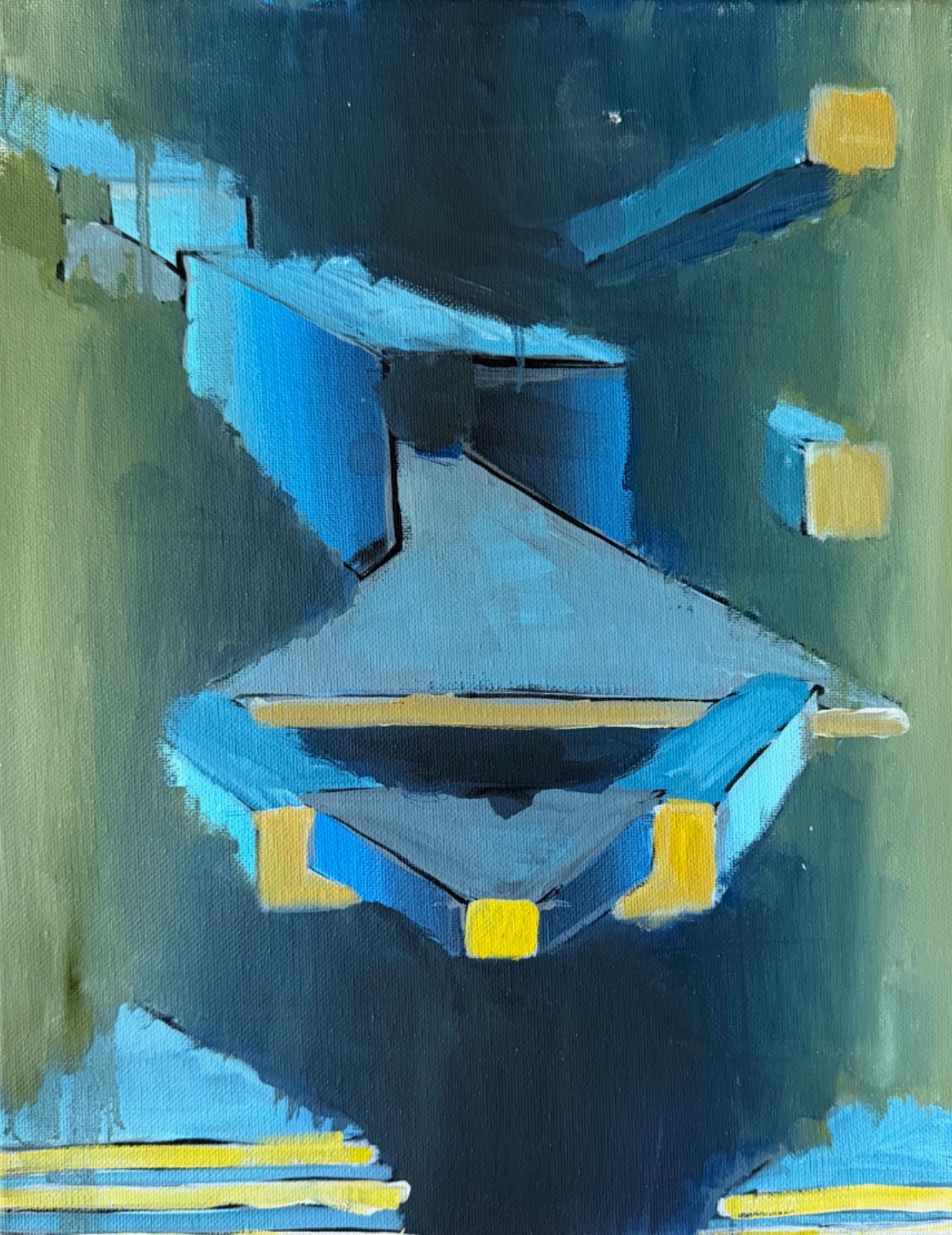Contemporary Multi-Color Abstract Shapes Acrylic Painting Modern Art
