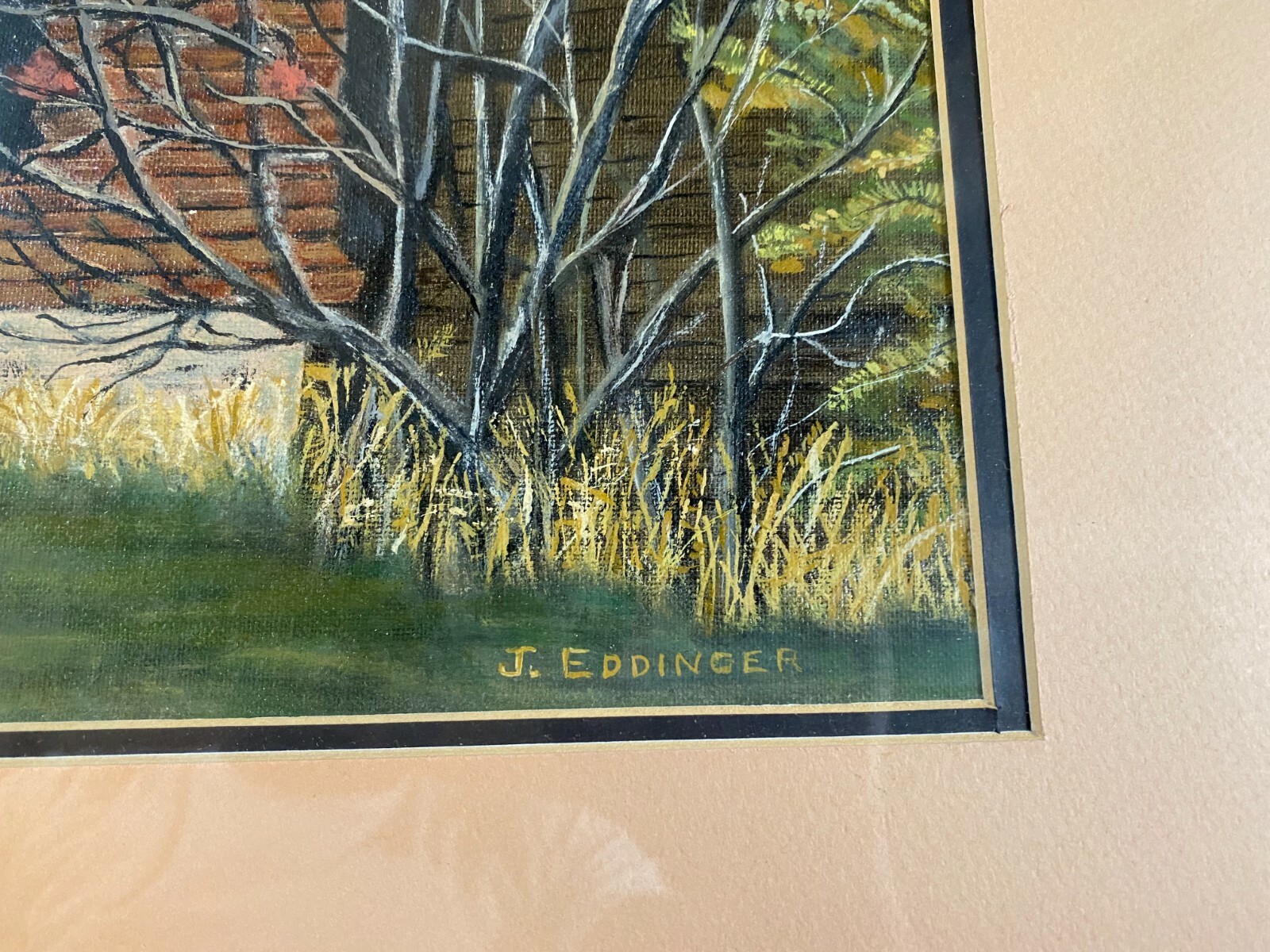 J Eddinger «Mountain Homes And Landscape Scene» Oil Painting – Signed And Framed