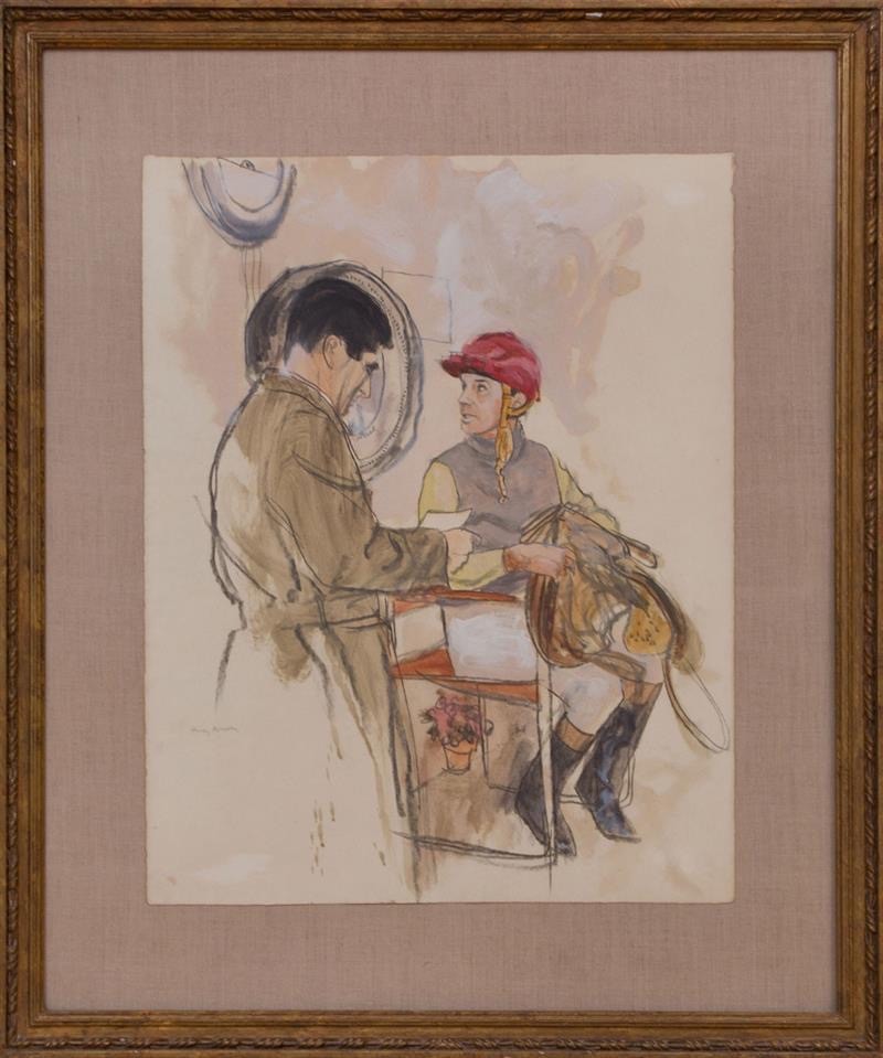 «The Jockey Scale» Watercolor by Henry Koehler (1927-2019)