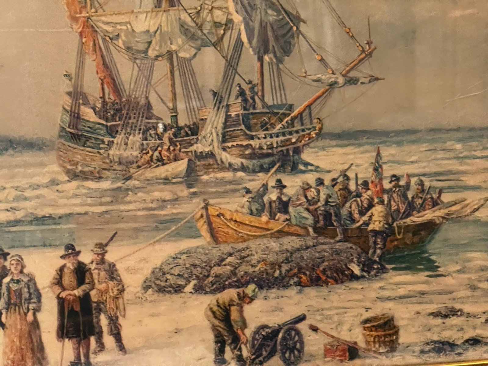 VINTAGE LARGE NICE PRINT SHIPES PORT