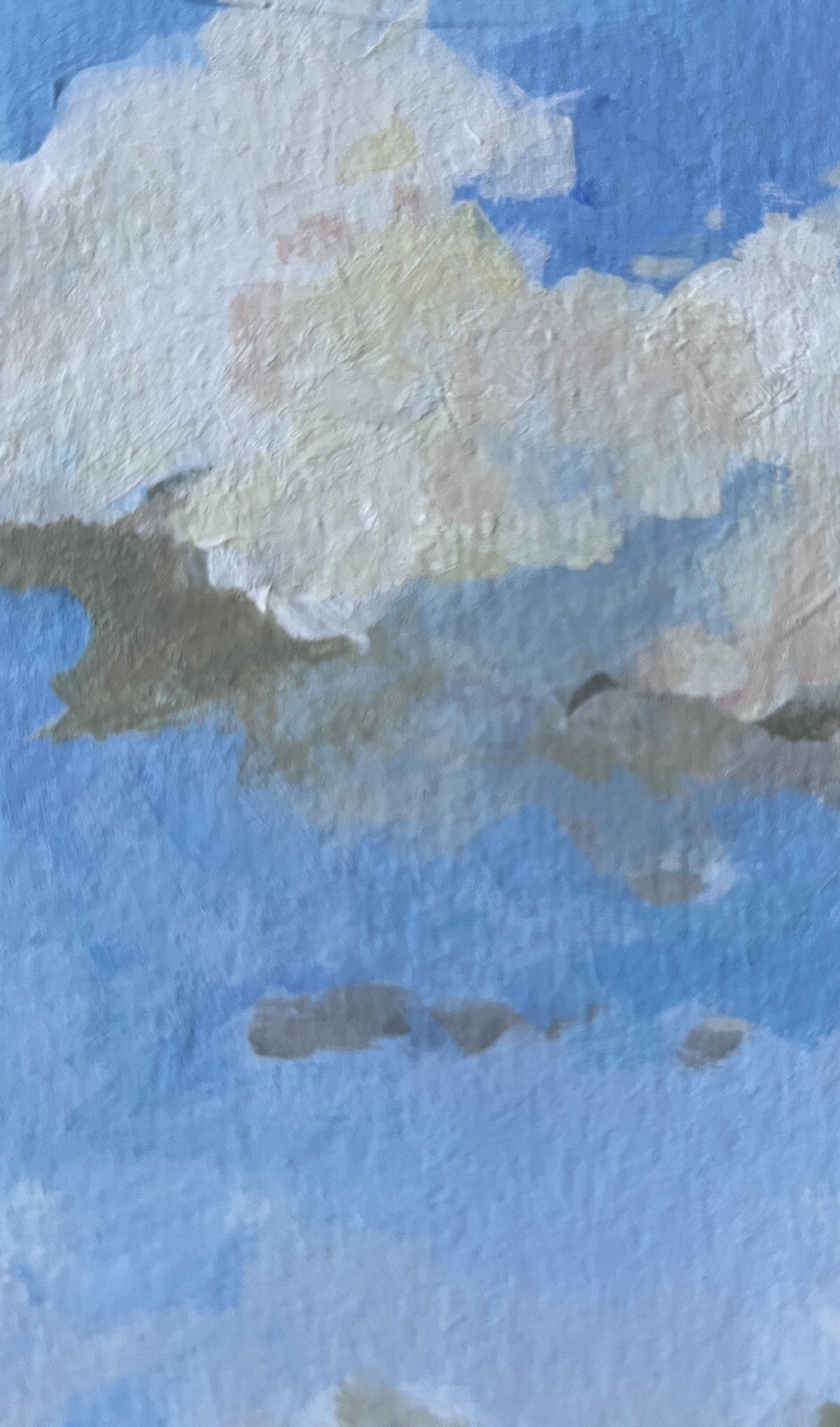 Original Cloud and Fields Landscape Painting on Watercolor Paper Signed Fine Art