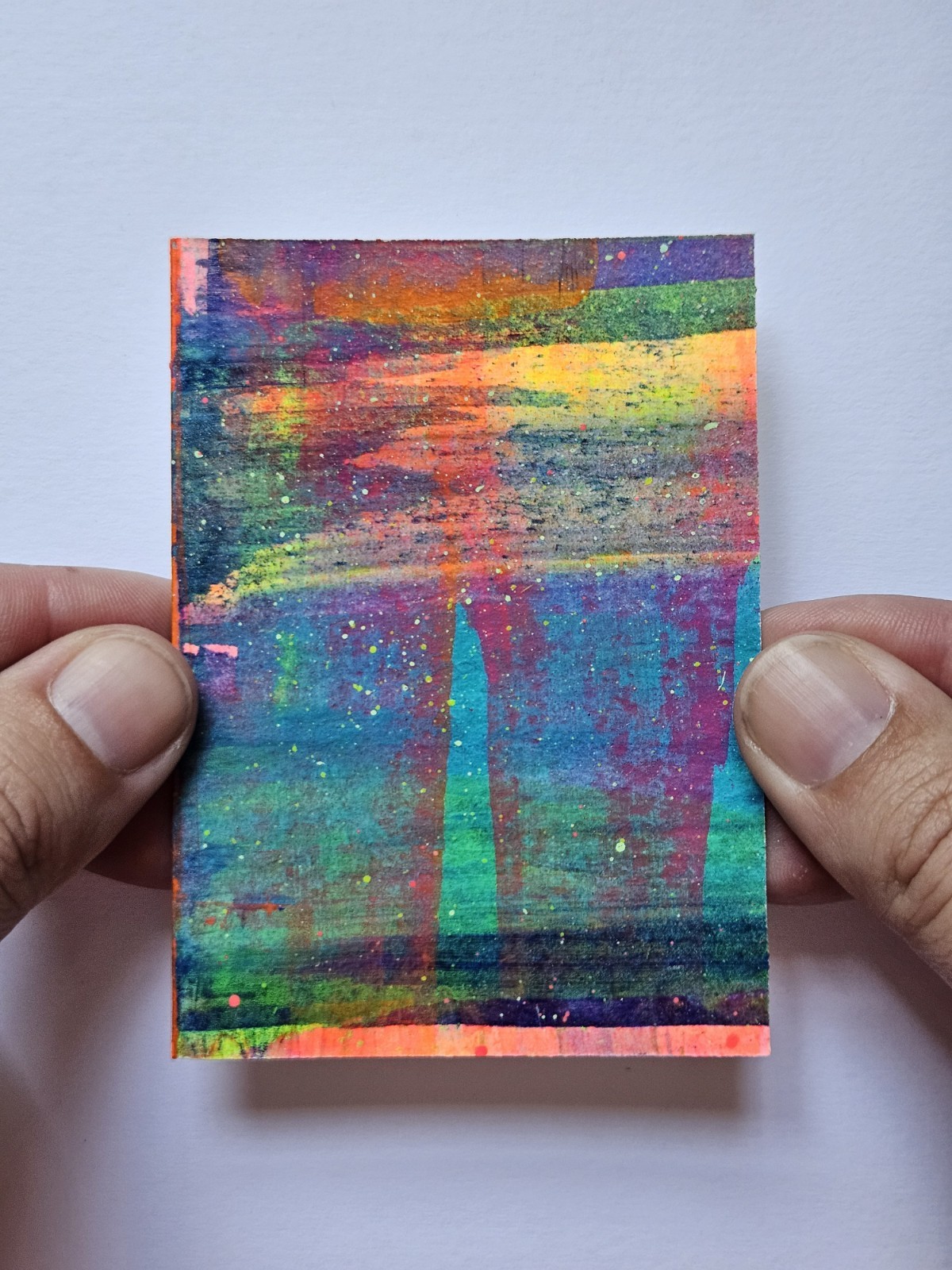 ACEO Quadriptych Original Abstract Scrape Landscape, Jackie T Creates, Series 10