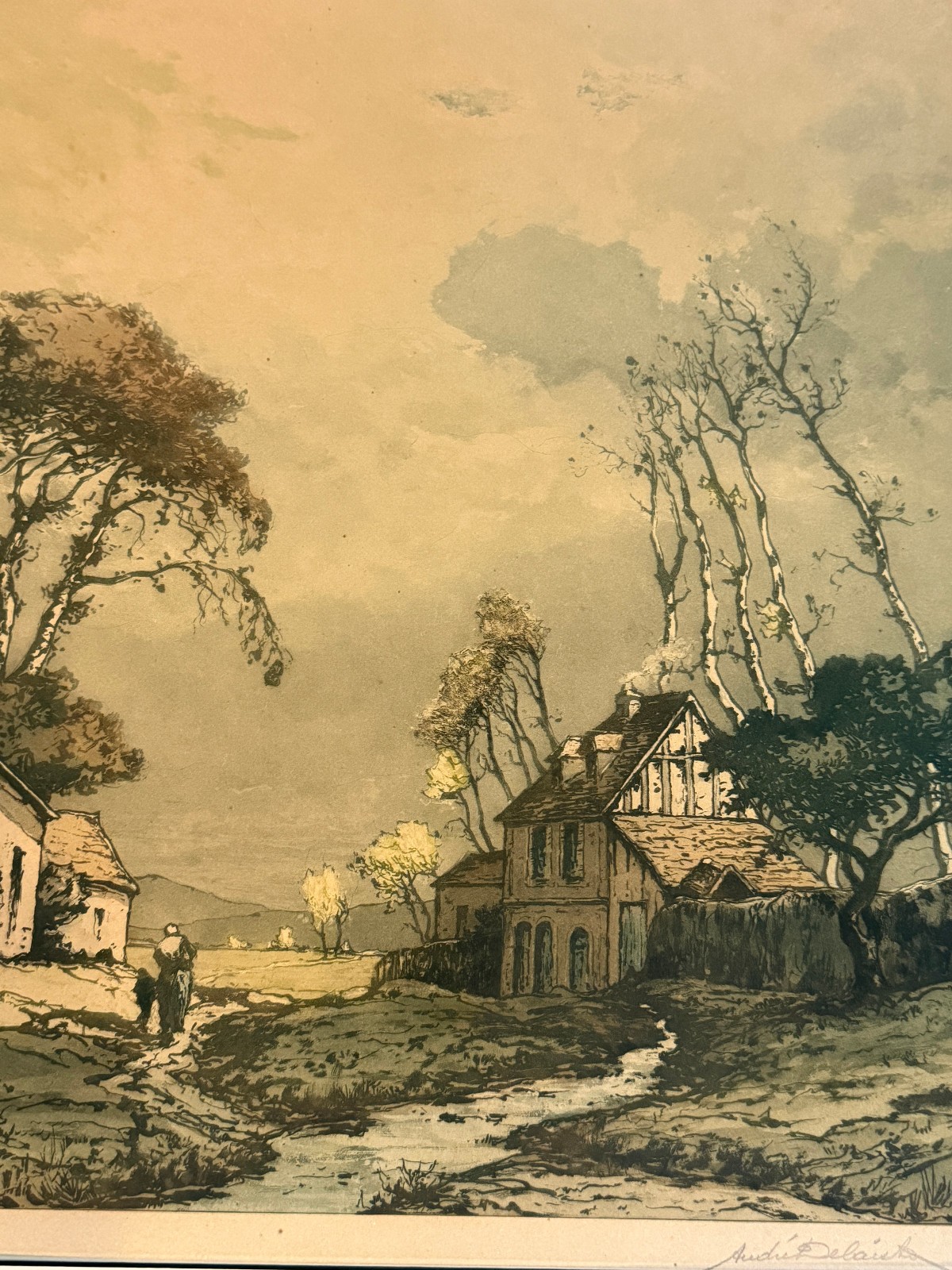 Antique 1925 Andre Delaistre Art Handcolored Signed & Numbered Engraving French
