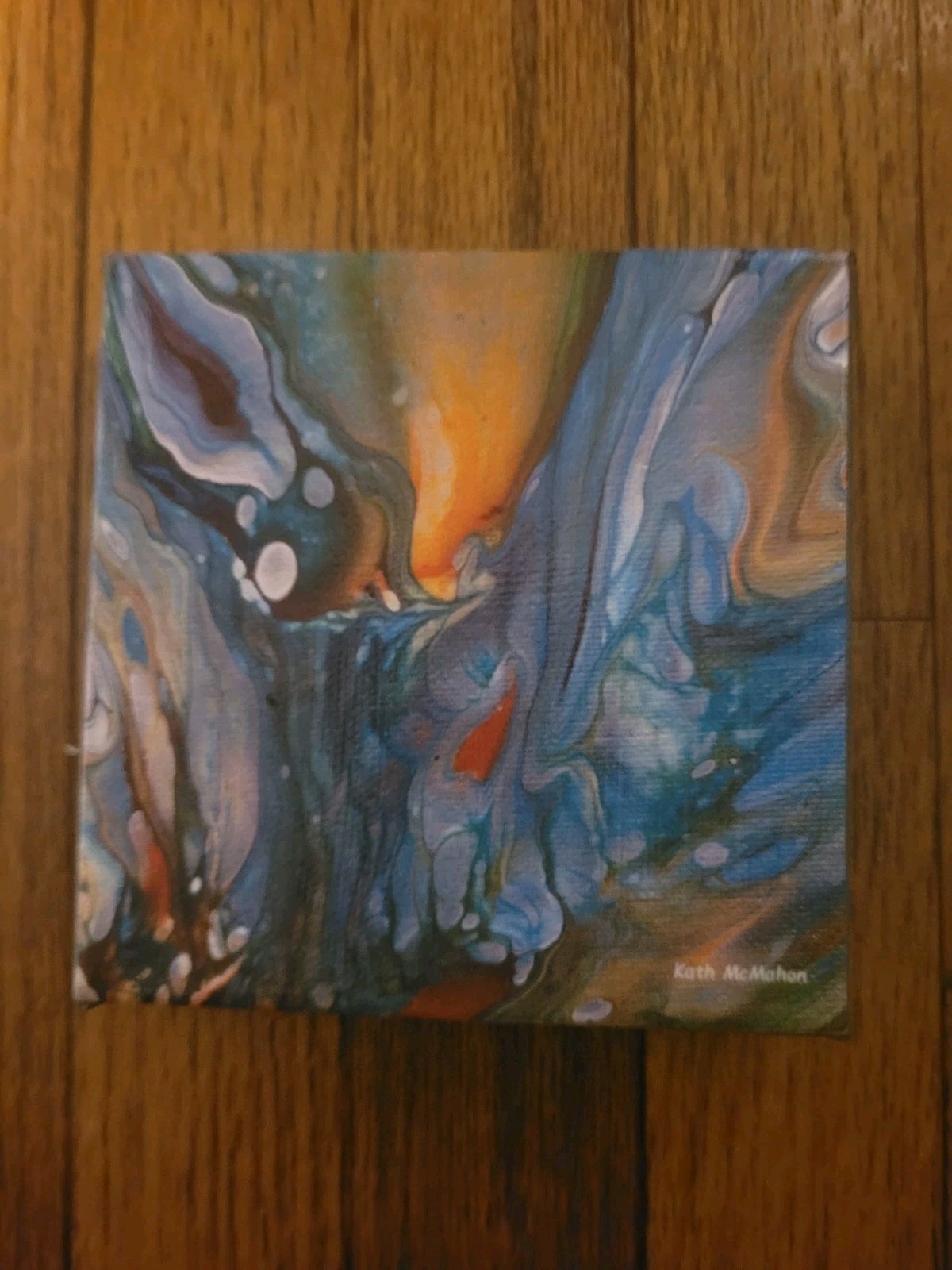Kath McMahon Original Abstract Acrylic Painting OOAK Canvas Art 5×5 in Signed
