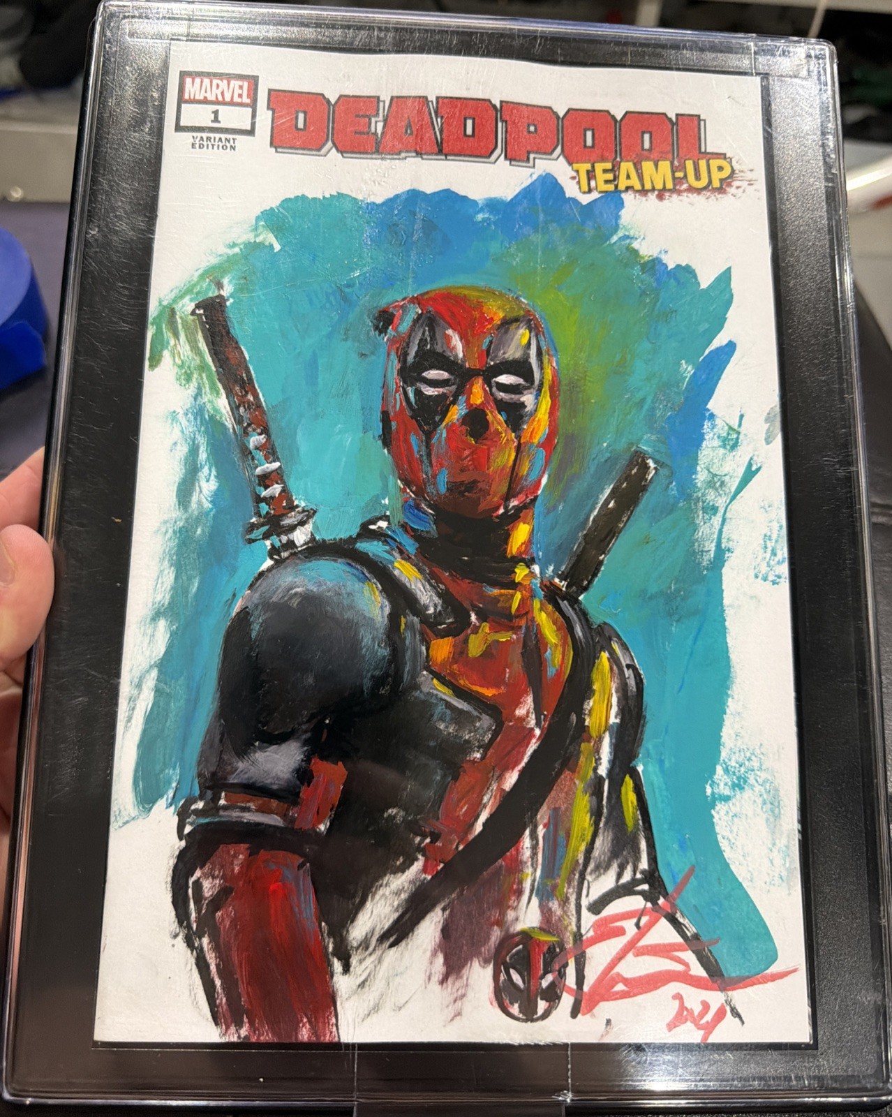 Deadpool 1/2-Body Original Art w/ Acrylic Paint by Deviant Art (Esteban Salinas)