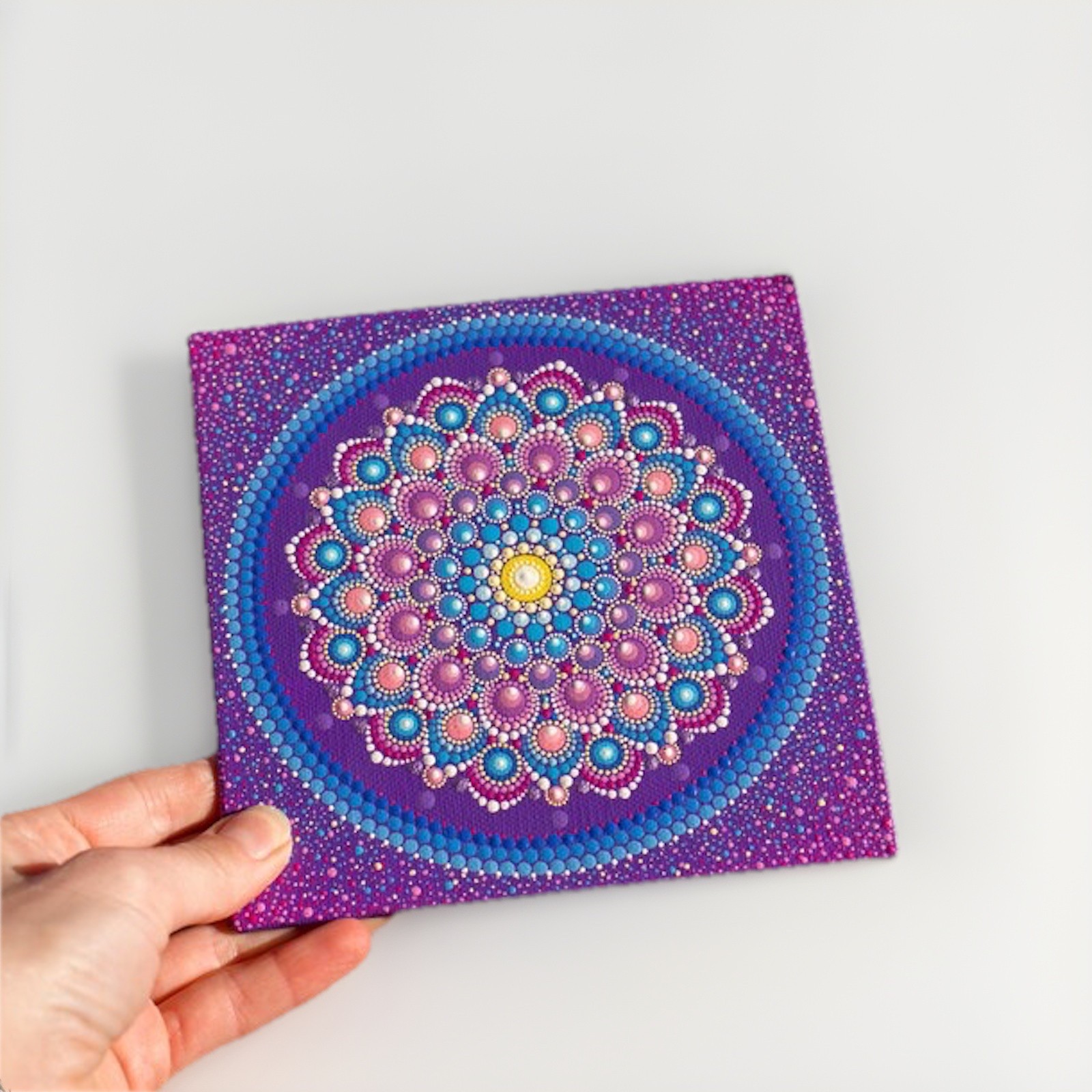 Mandala Painting Canvas Yoga Lover Gift Meditation Wall Decor Original
