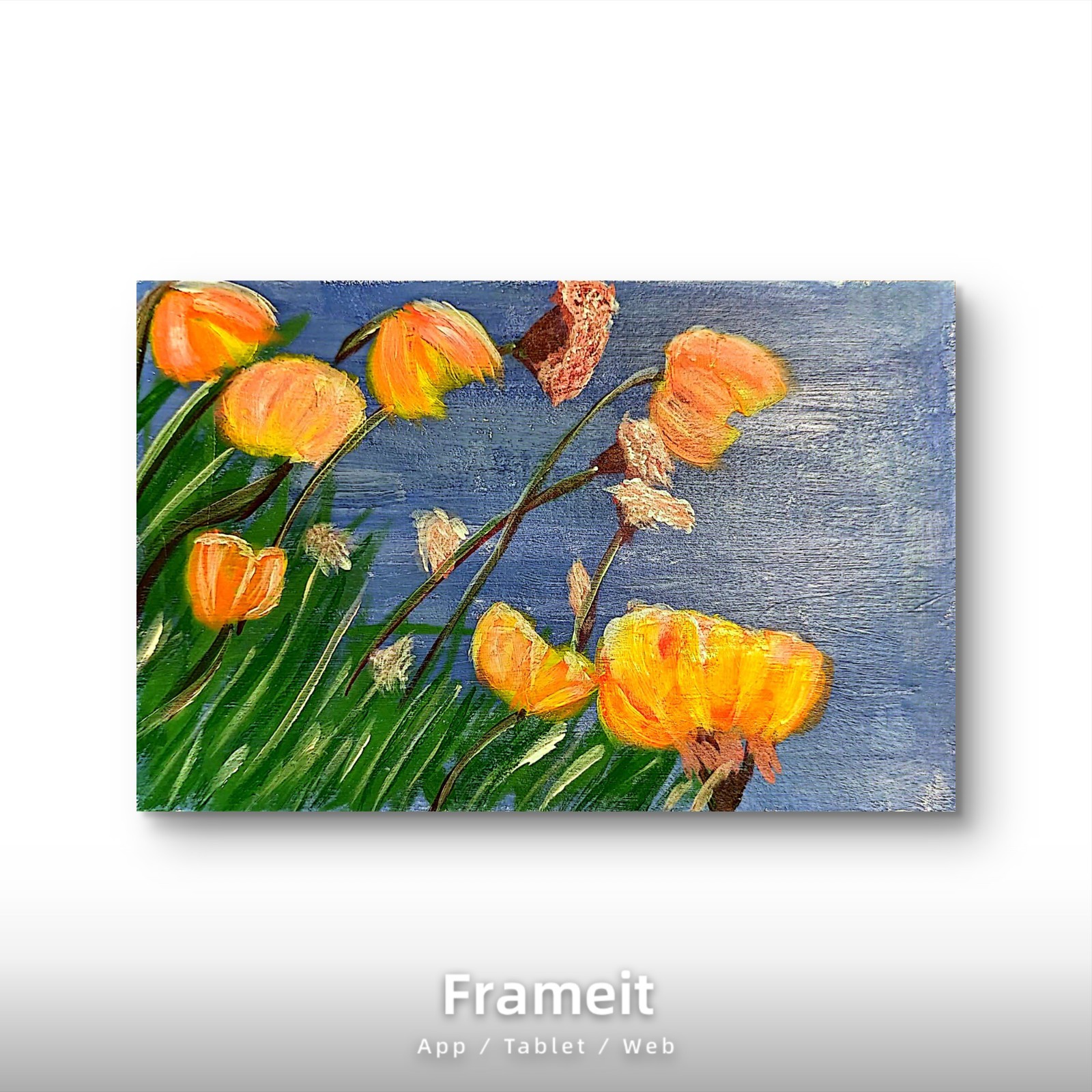 Original, Signed Acrylic Floral field on 4.5×6 paper- OOAK impressionistic COA