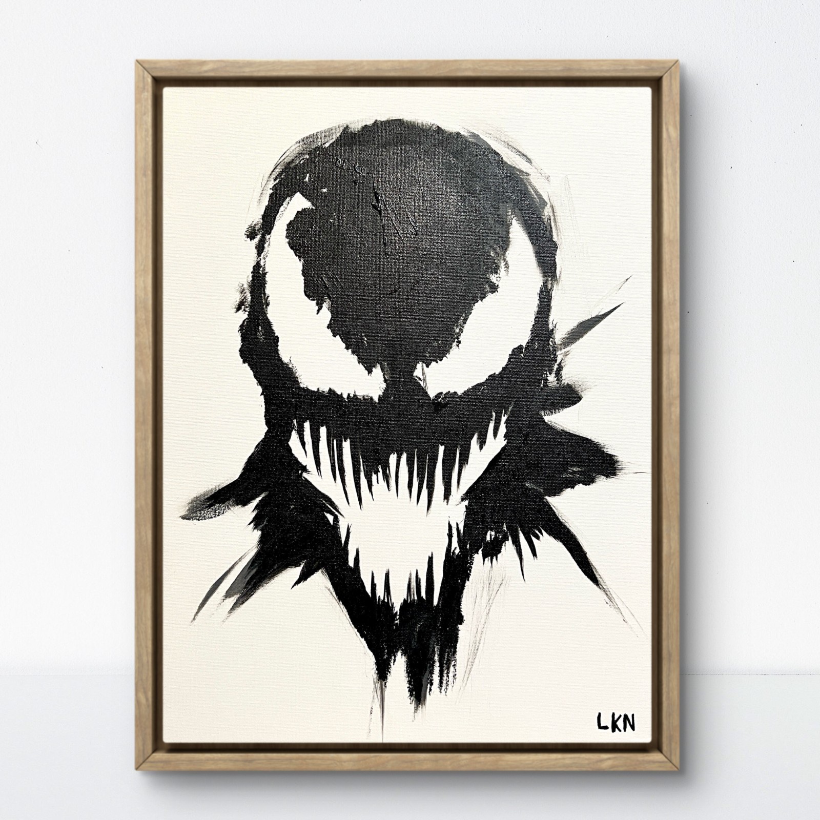 Laeknapes Abstract Art 12X16 Canvas Expressionist Monochromatic Marvel Venom