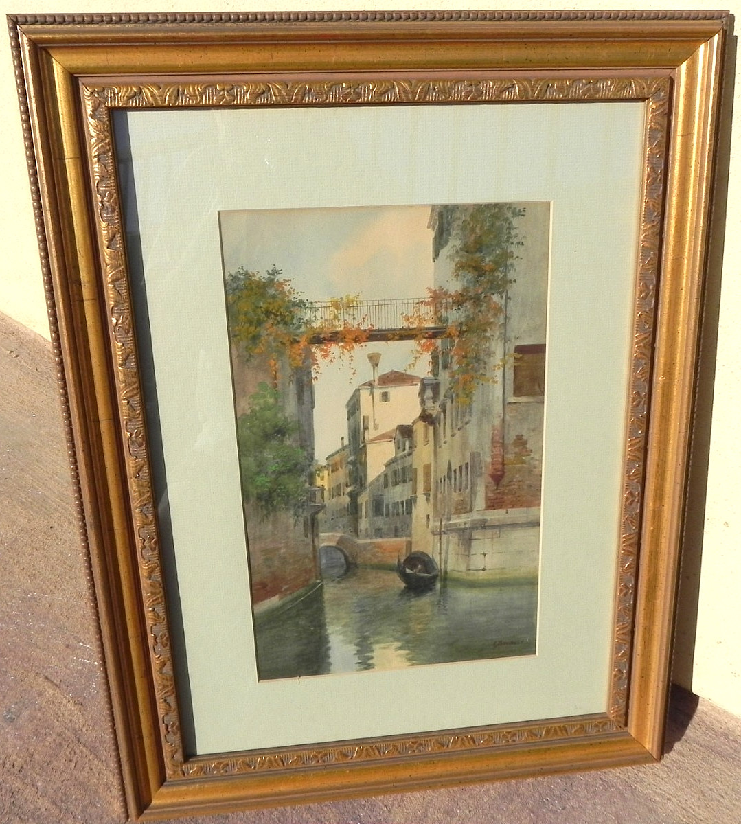 Eugenio Benvenuti 1881-1959 Italian vintage watercolor painting Venice Italy