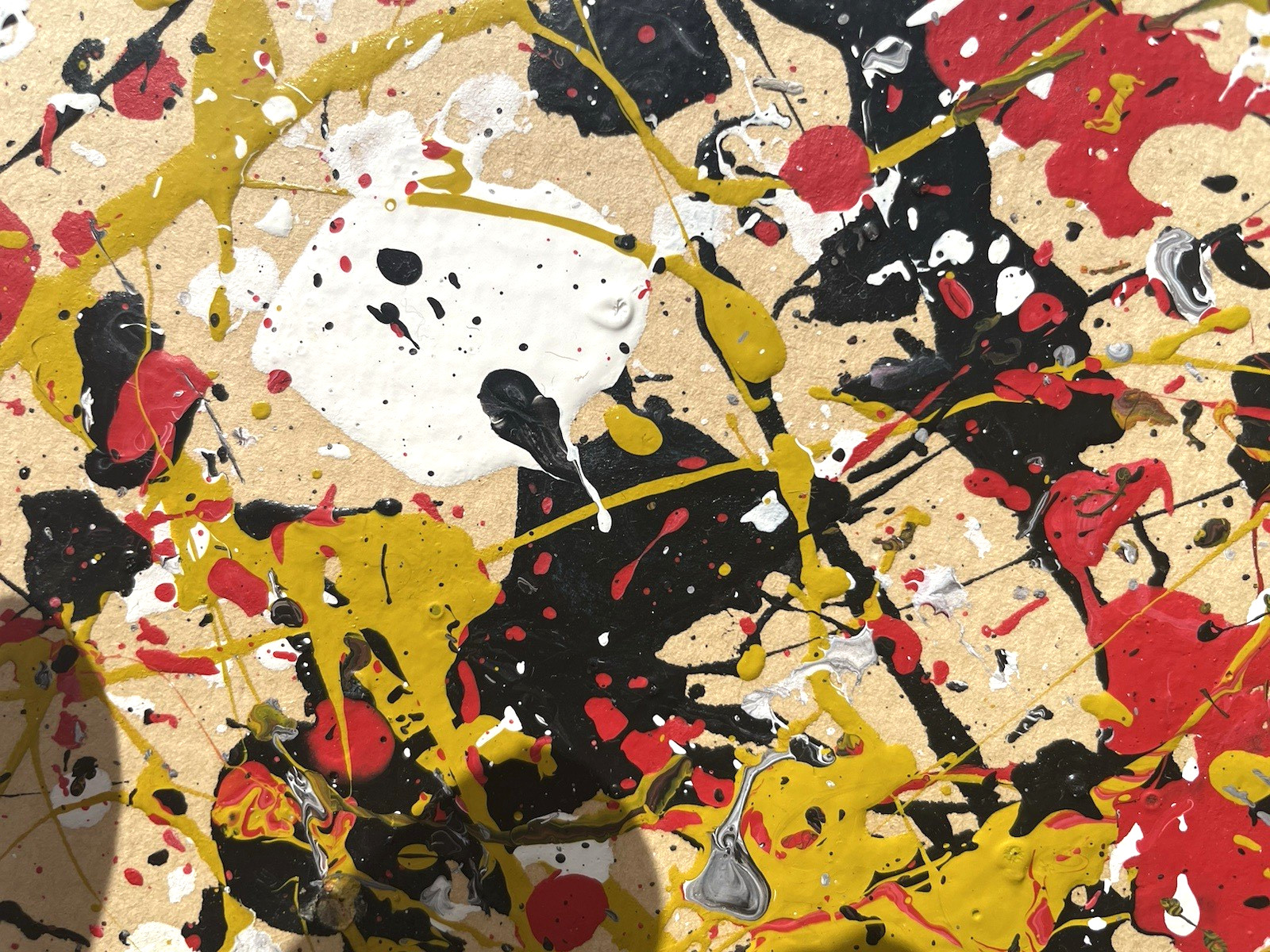 Original Painting Jackson Pollock Signed Yellow Red Abstract Expressionist D43