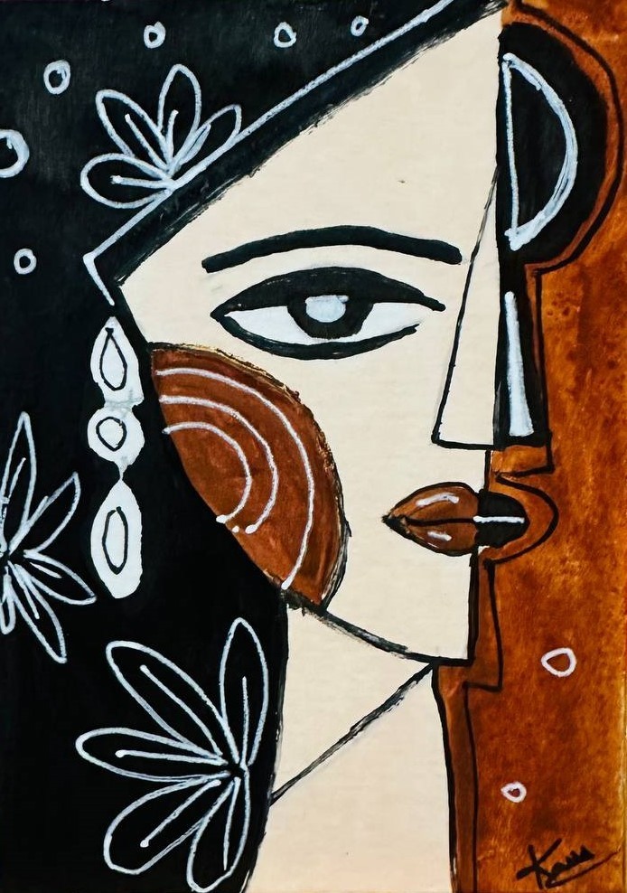 ACEO Original Acrylic Painting Abstract Woman Portrait Modern Face Art OOAK NEW