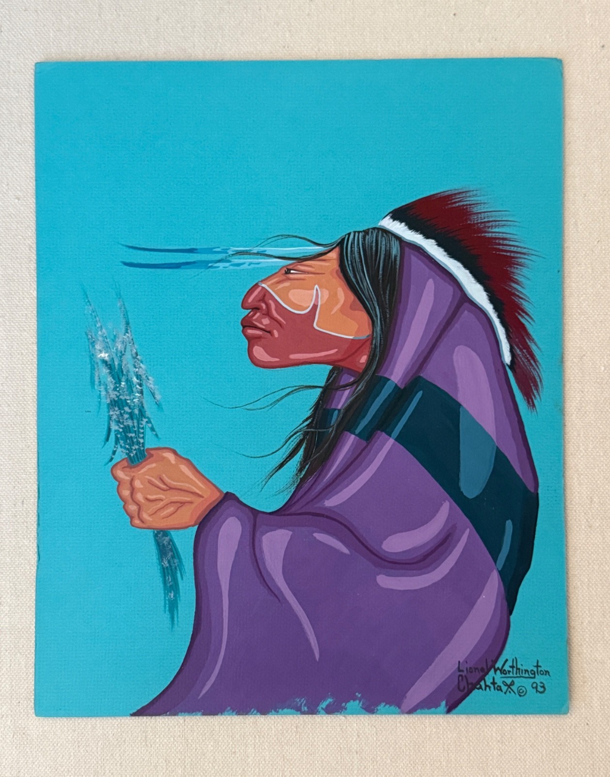 Lionel Worthington Choctaw/Chickasaw Native Artist Original Gouache Painting