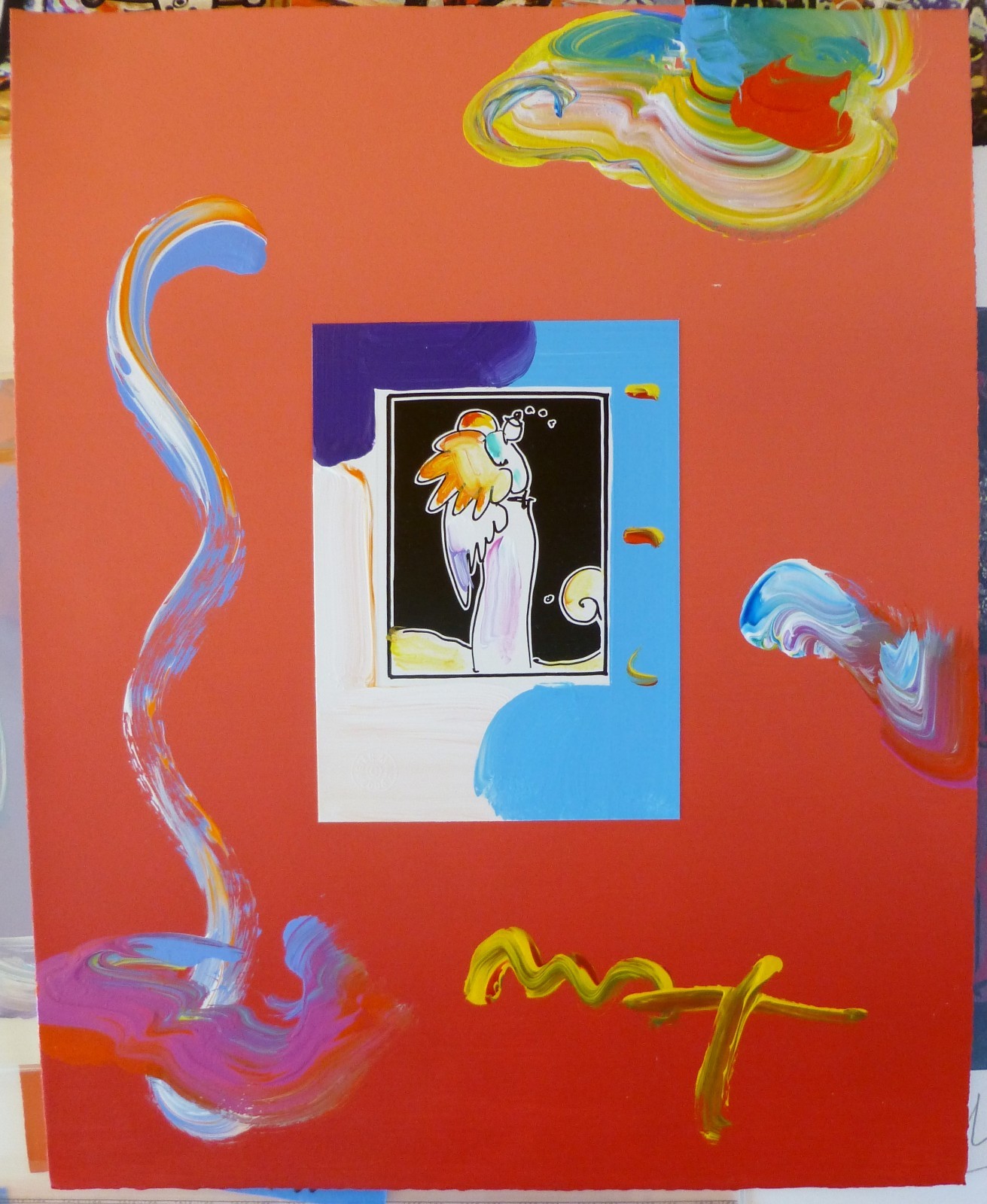 PETER MAX Standing Angel unique variation Orig. mixed media HAND SIGNED art, COA