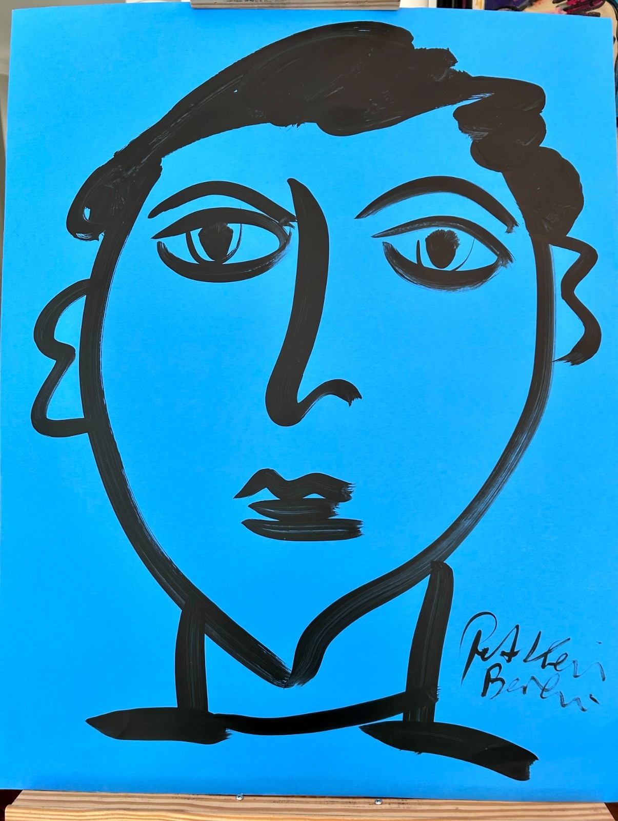 Peter Keil Original Acrylic Painting- Signed Expressionist Face- Berlin Artist