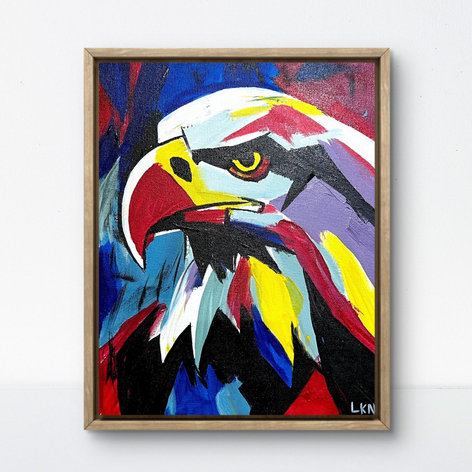 Laeknapes Original Abstract Painting 14X11 Canvas Decor American Bald Eagle Art