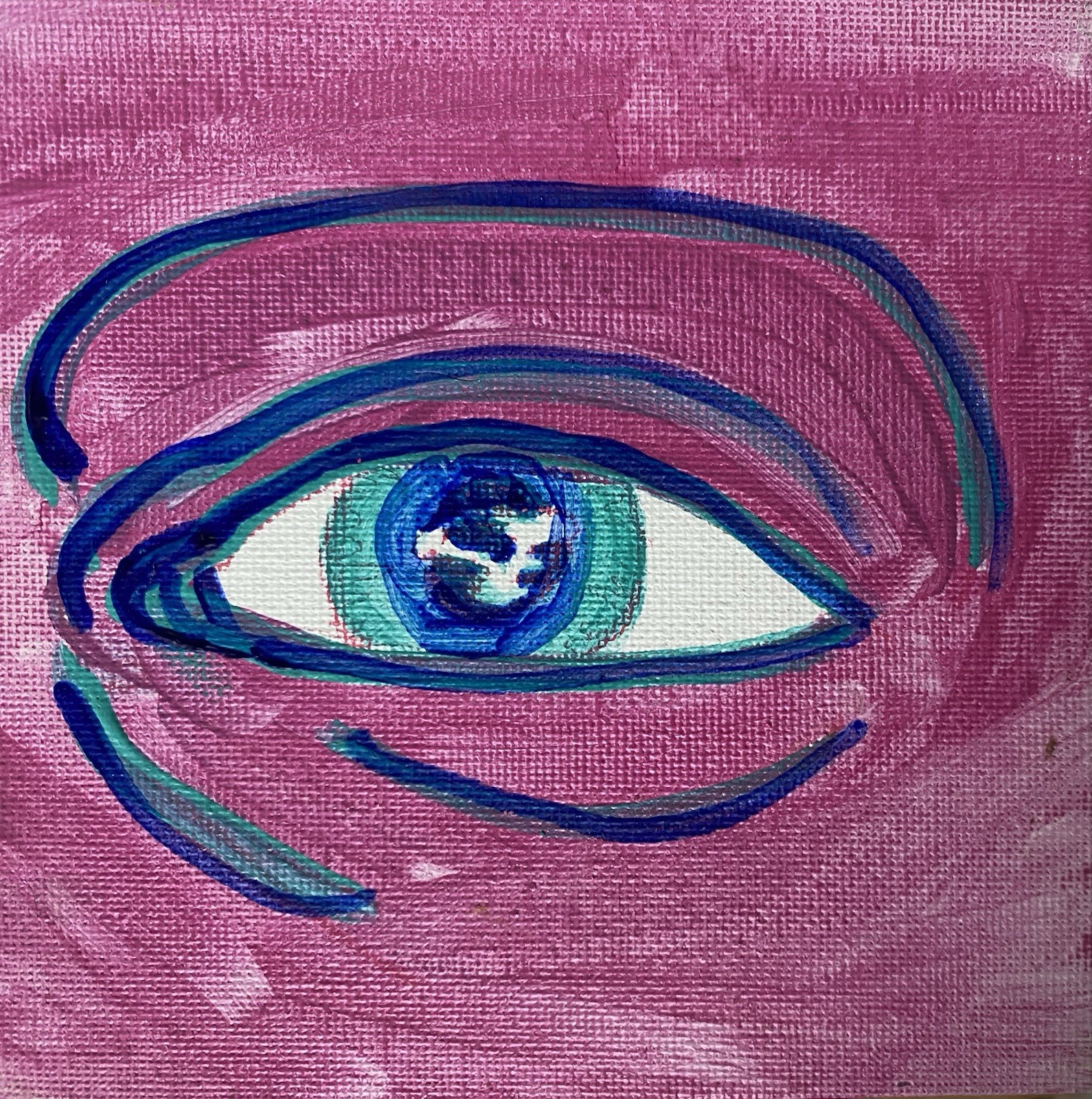 “eye” Acrylic Painting On Canvas 5”x5” Artist Audra Lambert