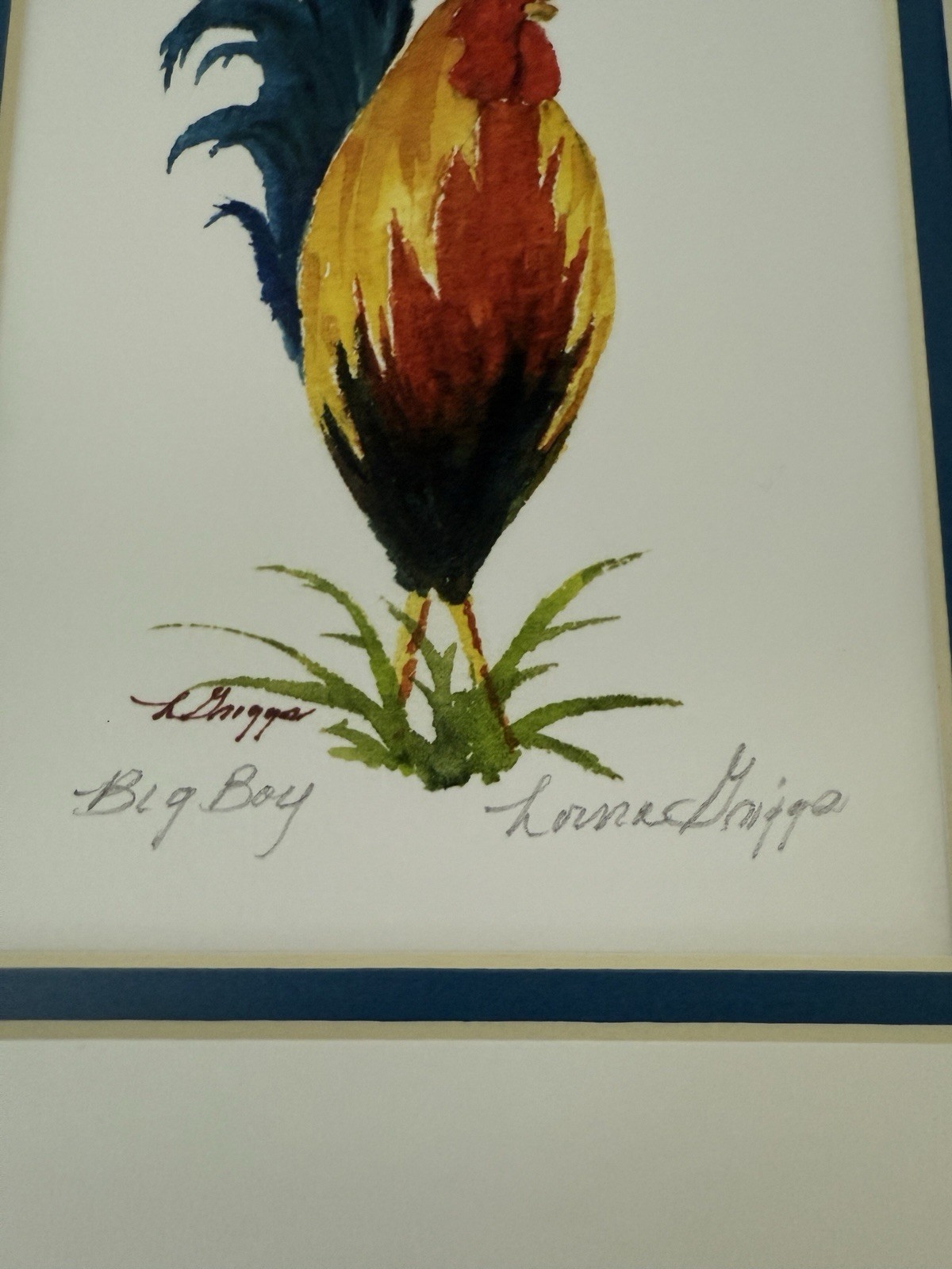Signed Original Rooster Watercolor Framed – Tropical Island Gallery Art