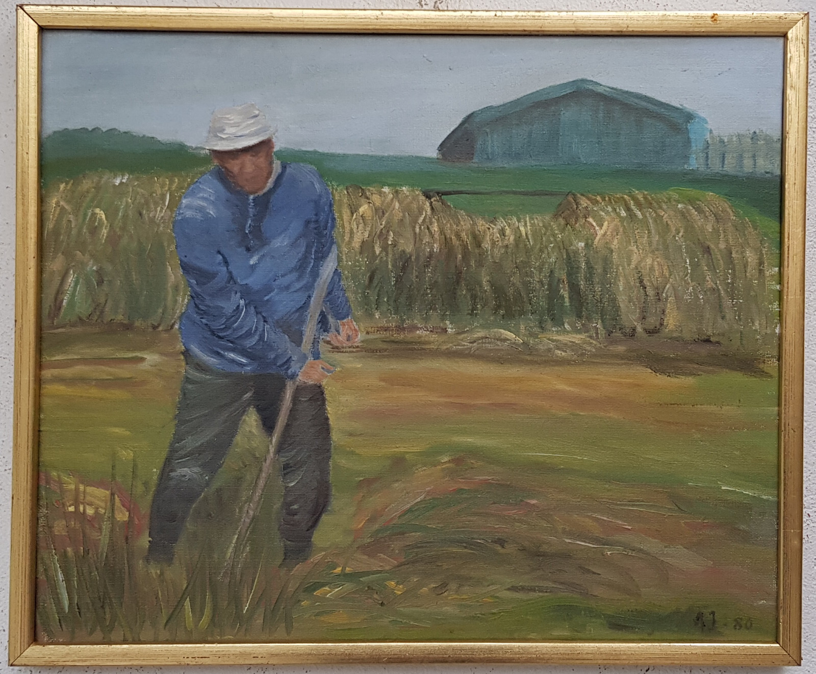 No.: 109a oil painting artwork painting oil painting field man landscape hay