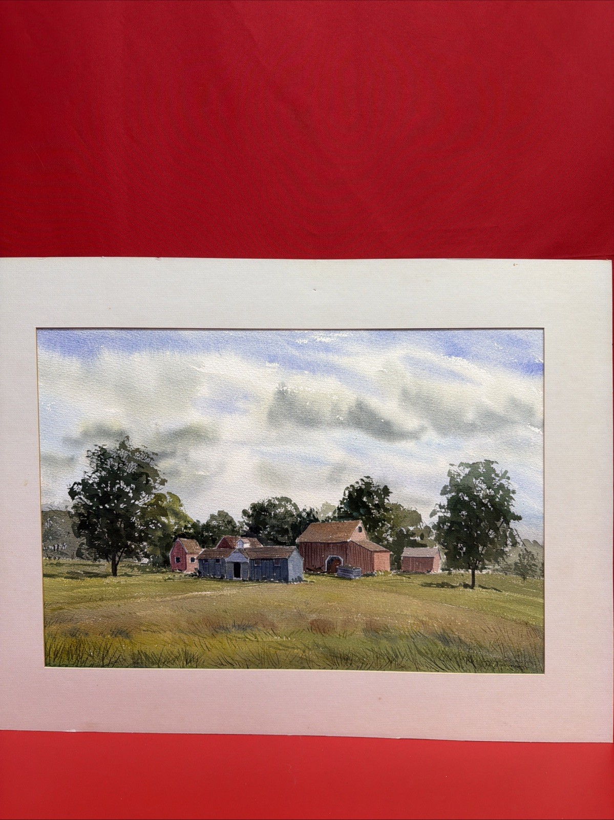 Vintage D.Johnson American Landscape Watercolor/Paper Painting