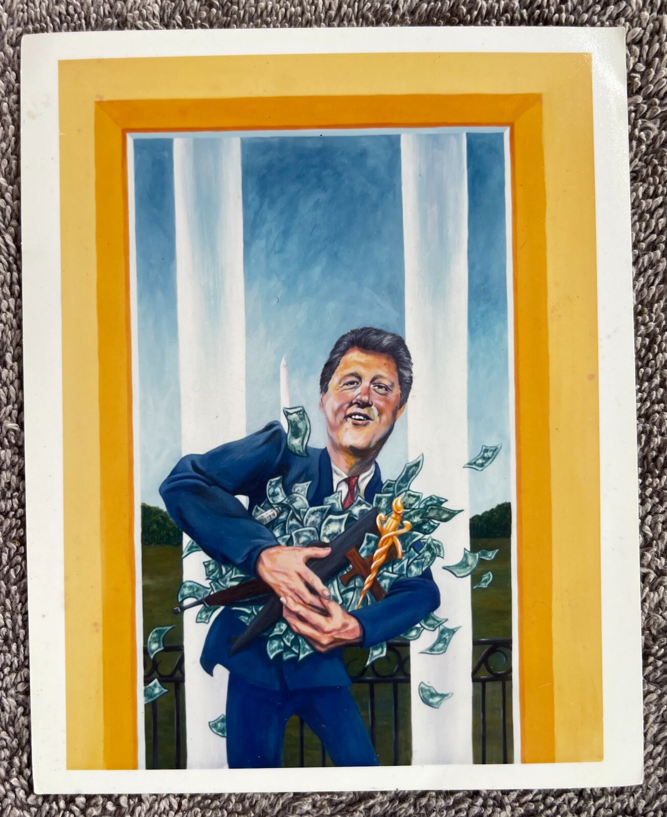 KATIA KARLOFF Illustration PRINT Signed PRESIDENT CLINTON WHITEHOUSE with CASH