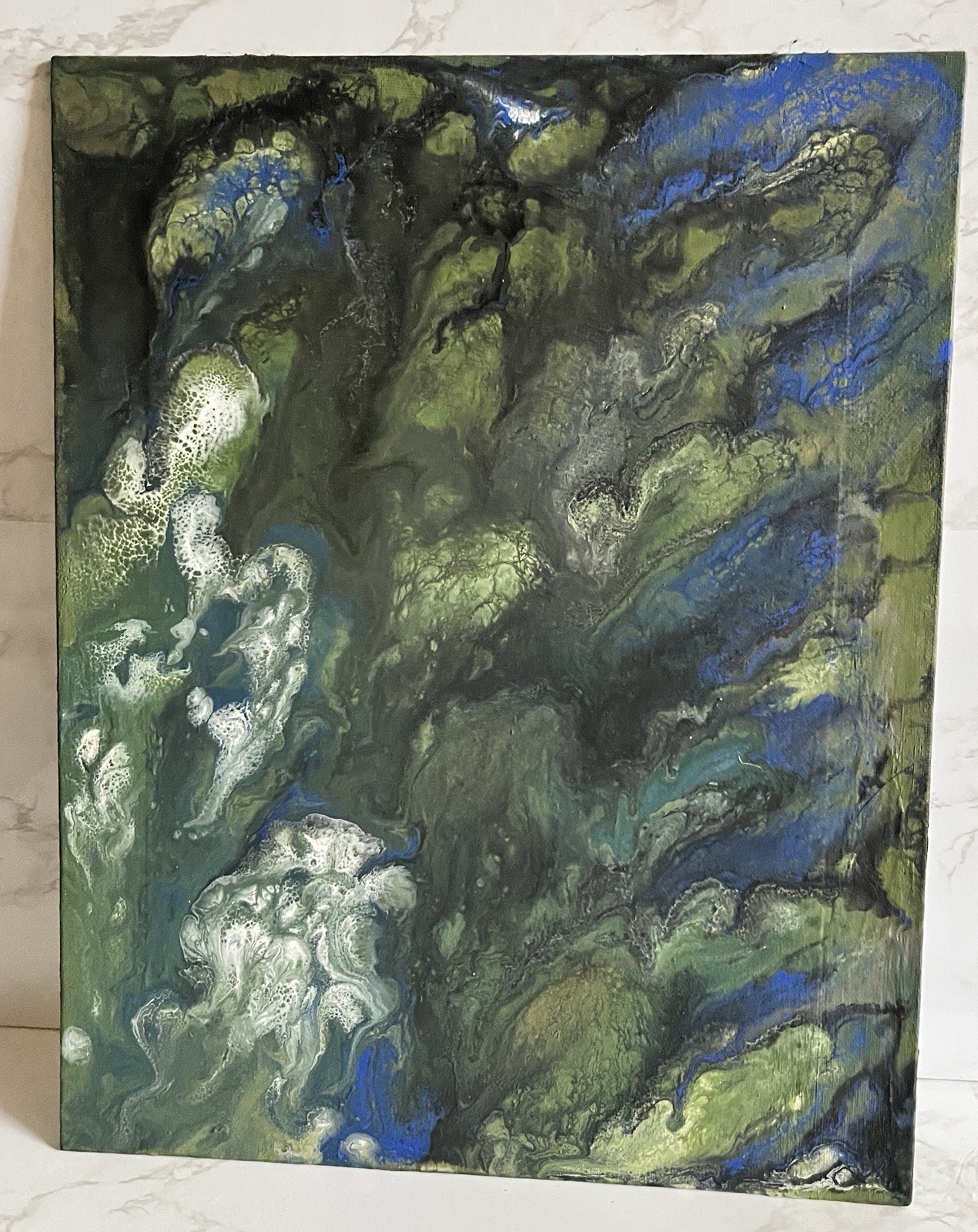 Abstract Acrylic Pour On Canvas Panel Hand Painted Art -Size: 11×14 -Unframed