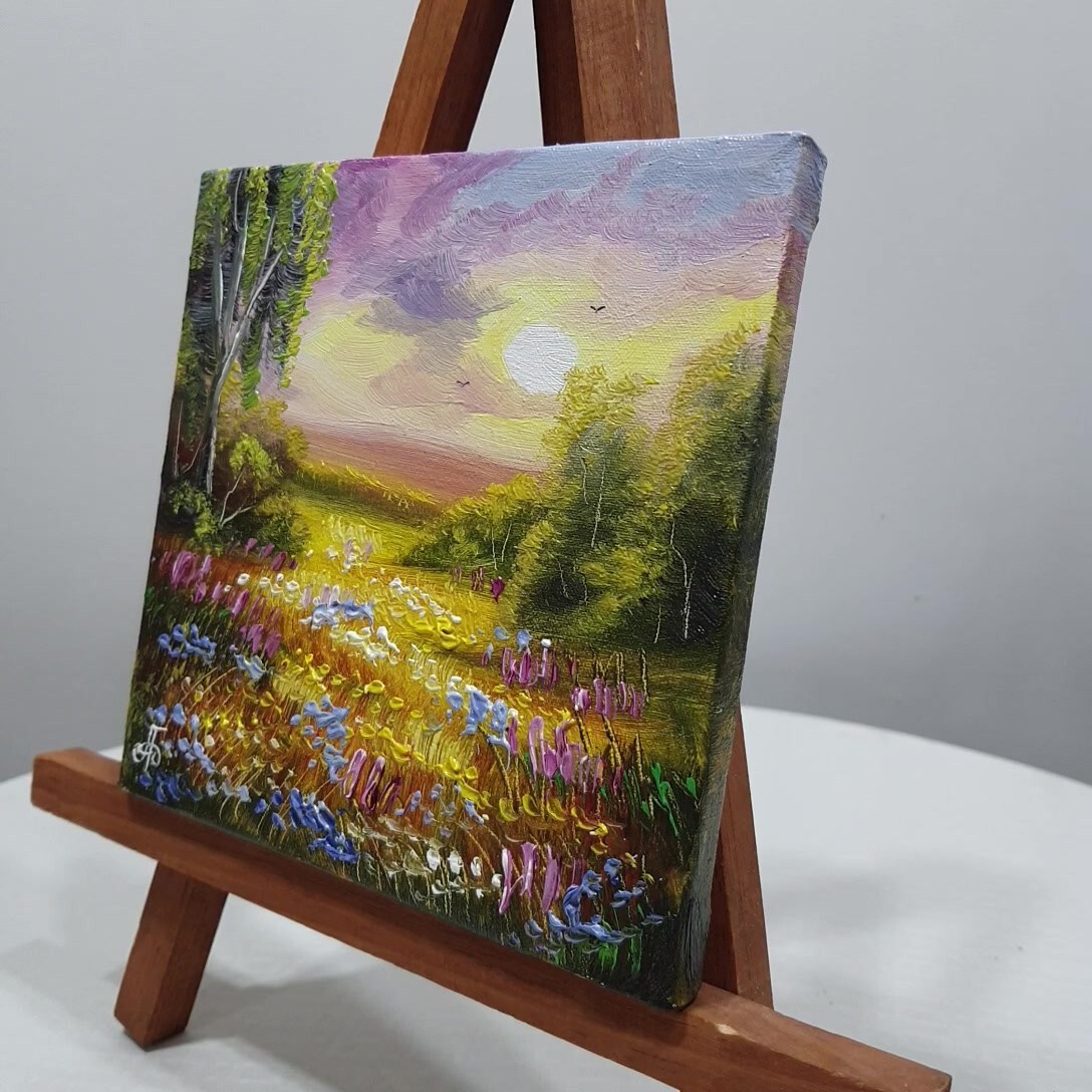 Landscape Original Hand Painted Home Decor Wall Art Gift Summer Ukrainian Artist
