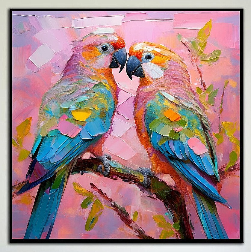 ORIGINAL Oil PAINTING on Canvas Parrot 12×12 in Textured Artwork Custom Order