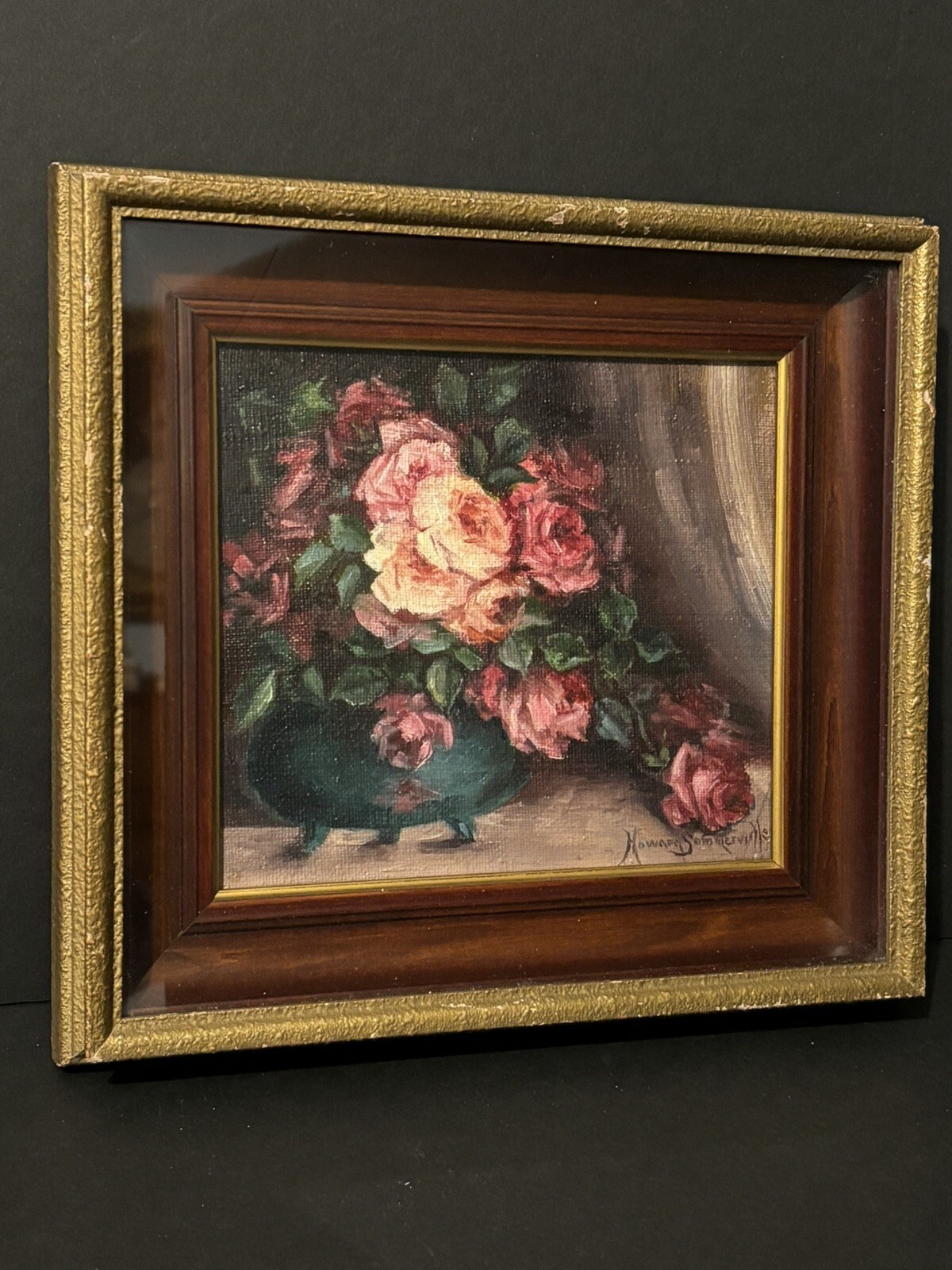 Still Life Of Roses Oil Painting on Canvas by Listed Amy Howard Sommerville