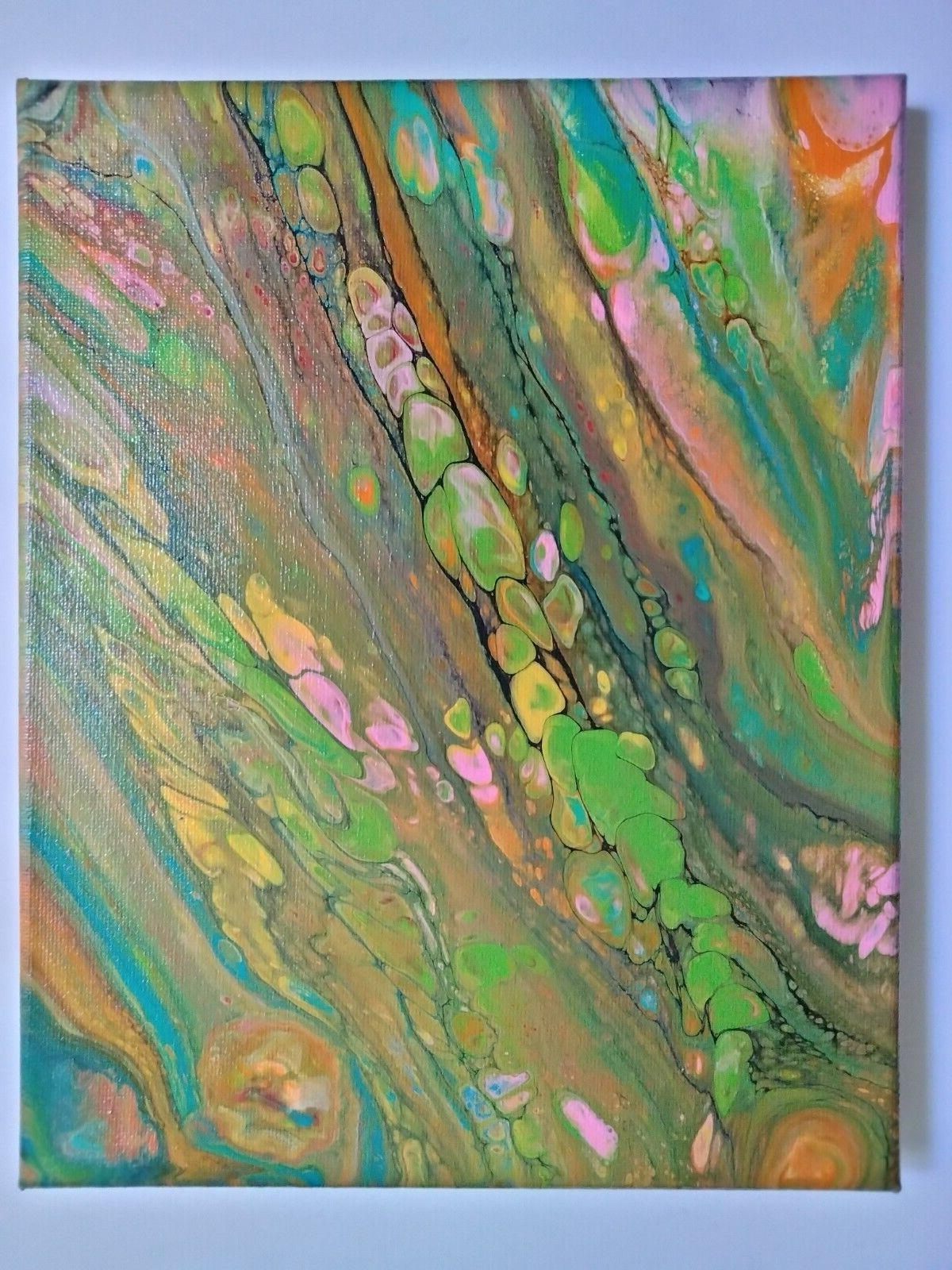 Original Abstract Acrylic Painting Stretched Canvas 8″x10″x0.6″ Wall Art Decor