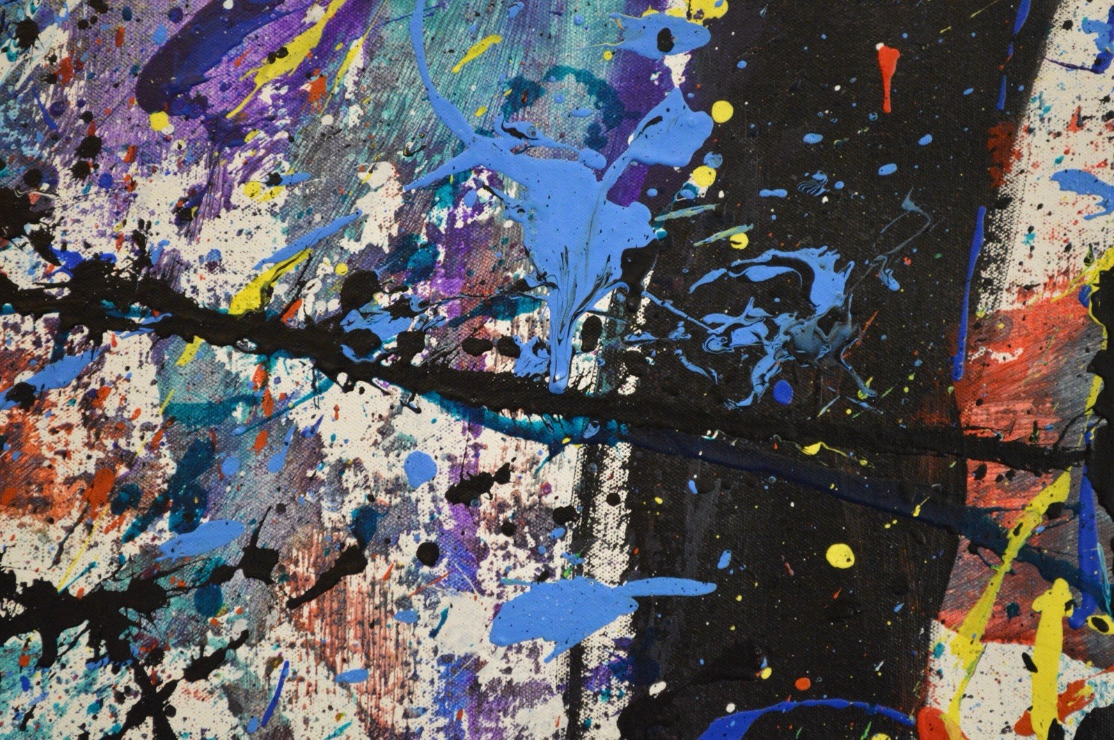 Jackson Pollock Style Giant Canvas Painting 84”X62” (7 Foot) Abstract Modern XL
