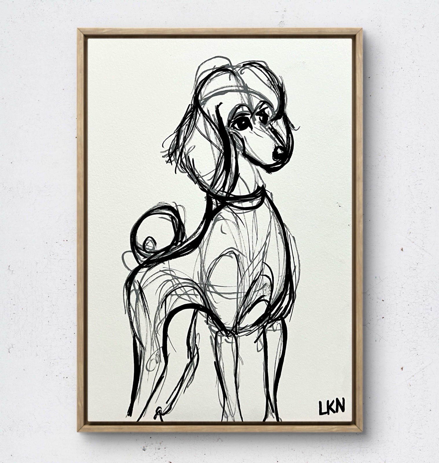 Laeknapes Poodle Sketch 10×7 Original Abstract Paper Home Decor Painting Artwork