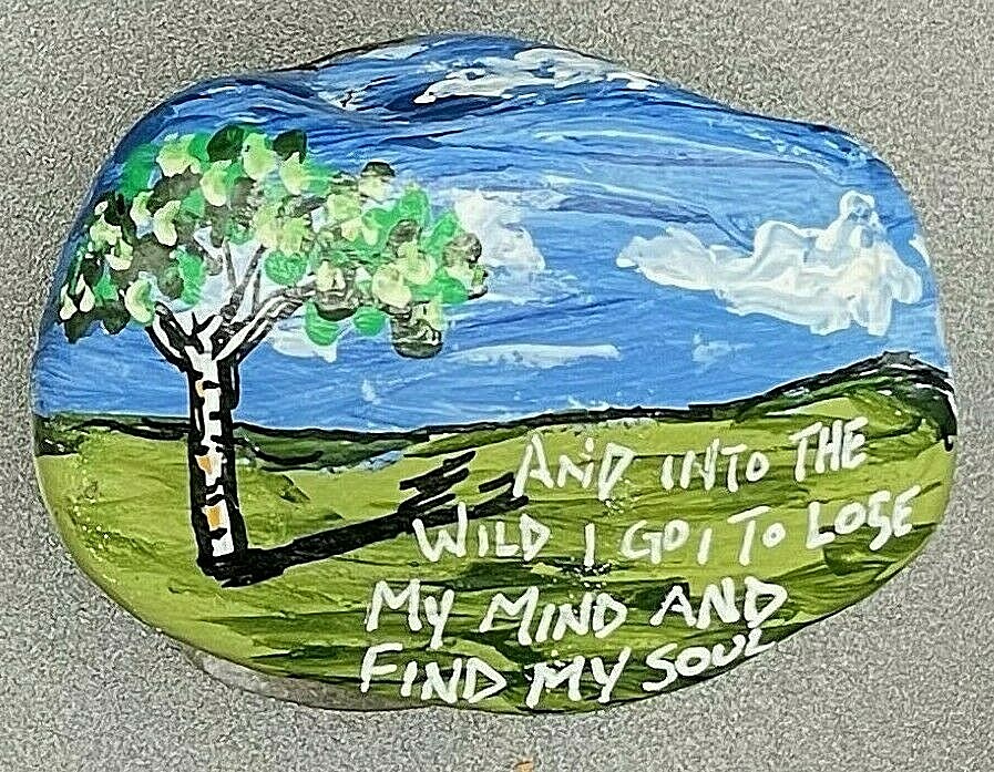 HAND PAINTED RIVER STONE ART » Nature w Saying» by Yellow Paw Collectible Rocks