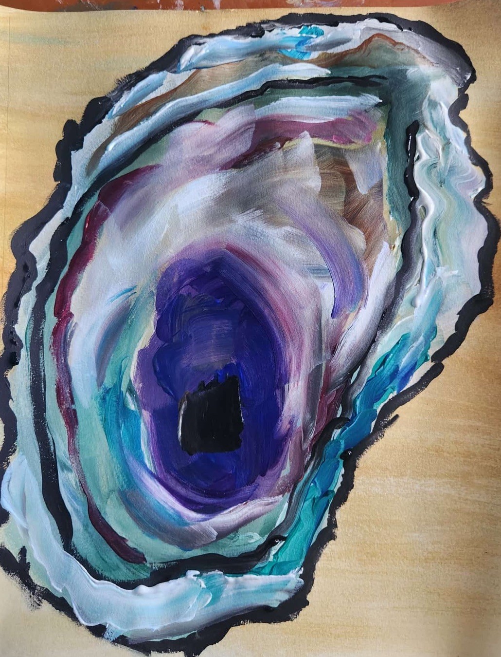 Original Art 14X11 Paper Oyster Bold Bright Colorful