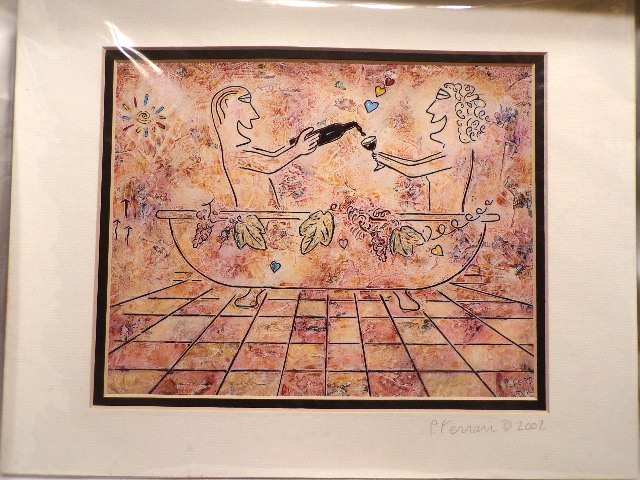 Philippe Ferrari Print 2002 ~WINE LOVER’S SERIES~ Signed «P. FERRARI» Matted
