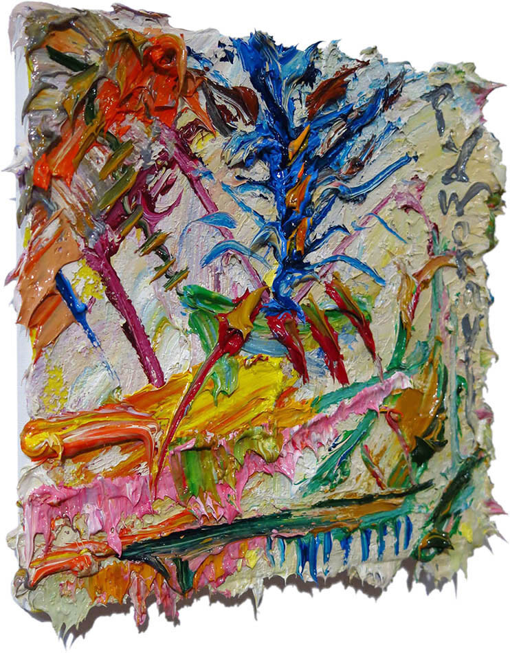 ORIGINAL OIL█PAINTING FLOWERS█ART SIGNED IMPRESSIONISM POP█ABSTRACT NATURE 8×8″