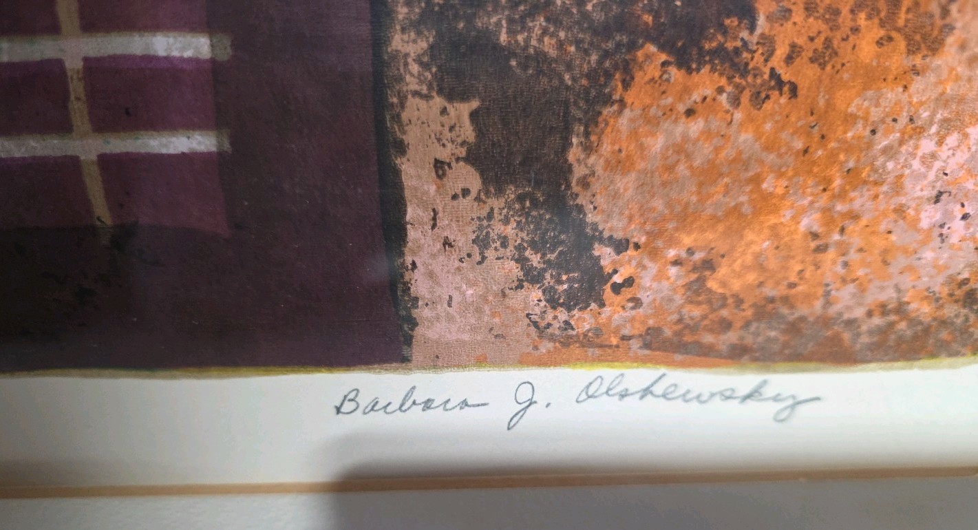 Framed Modern Lithograph Two Plus Two Plus Two Signed by Barbara Oldsheusky
