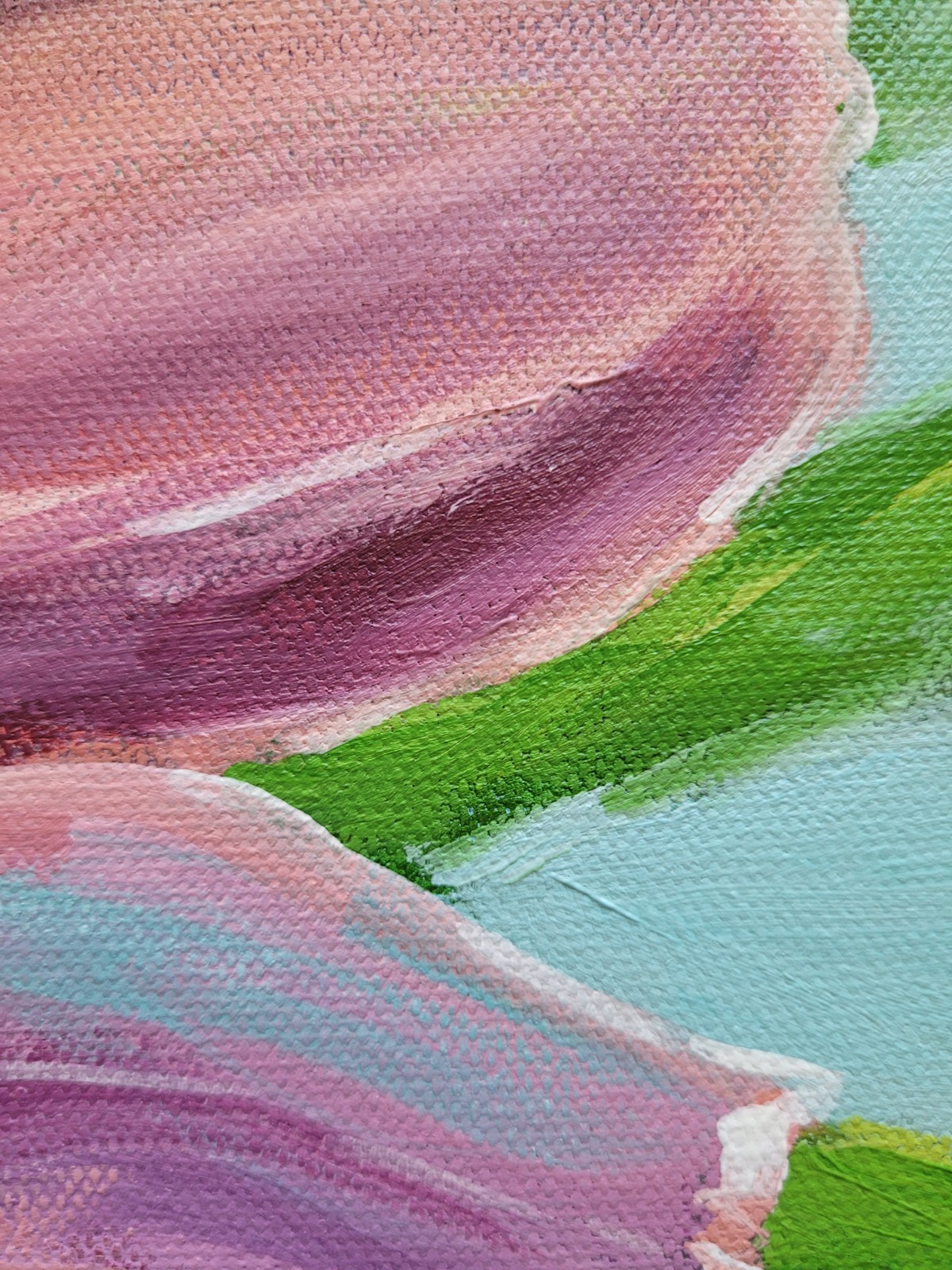 Mona Vivar original impressionist pink tulips garden flower art painting