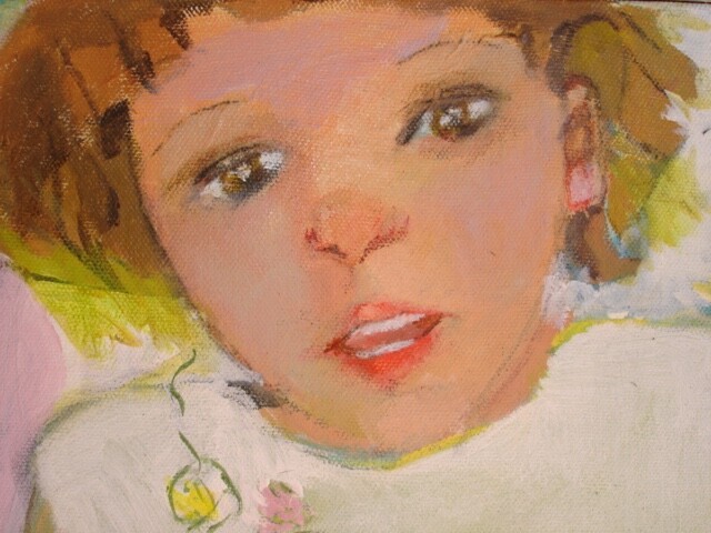 original oil painting Girl In The Garden children 22×28 Inches Mary Hillier
