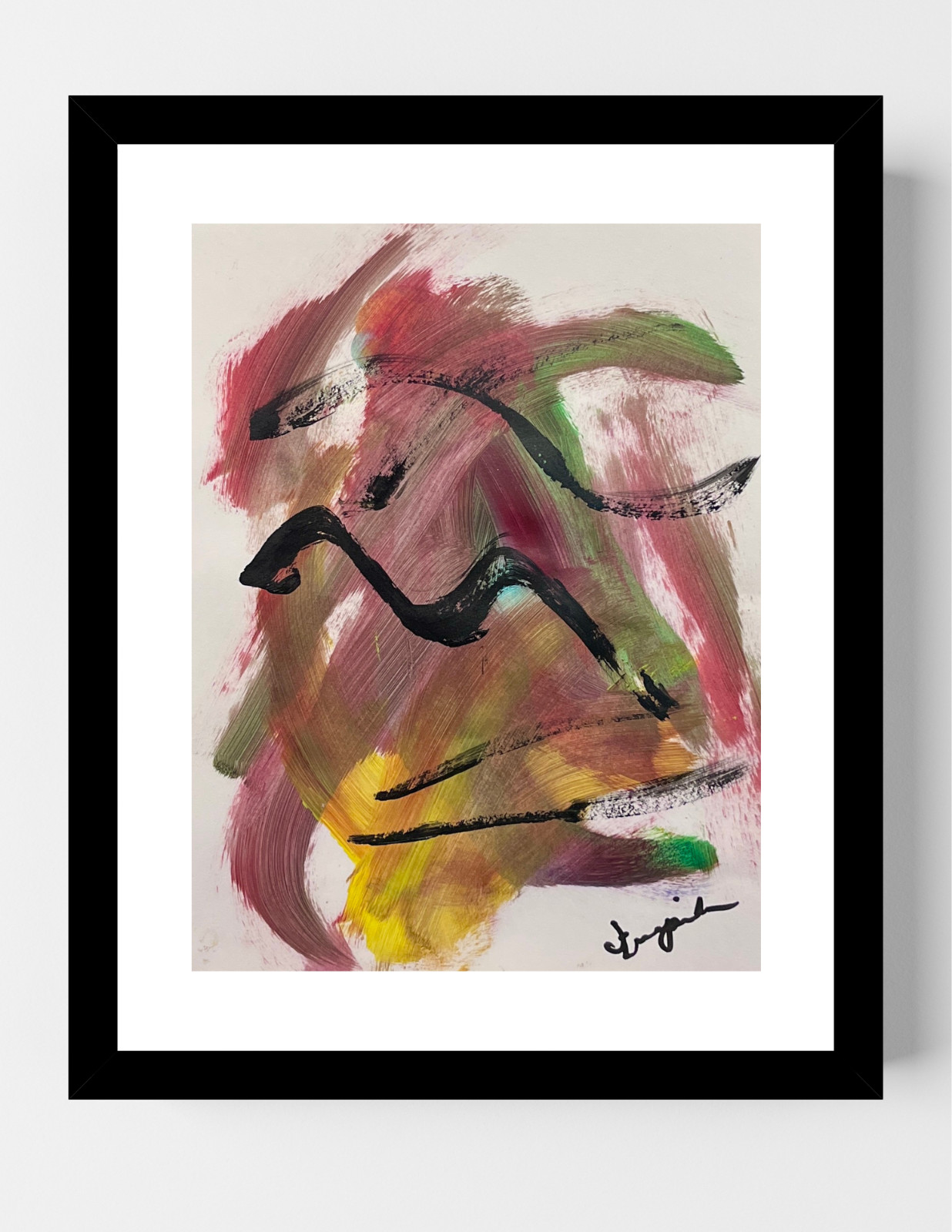 GUAJARDO Original Abstract Expressionism Horse Running 14X11 Paper Signed Art