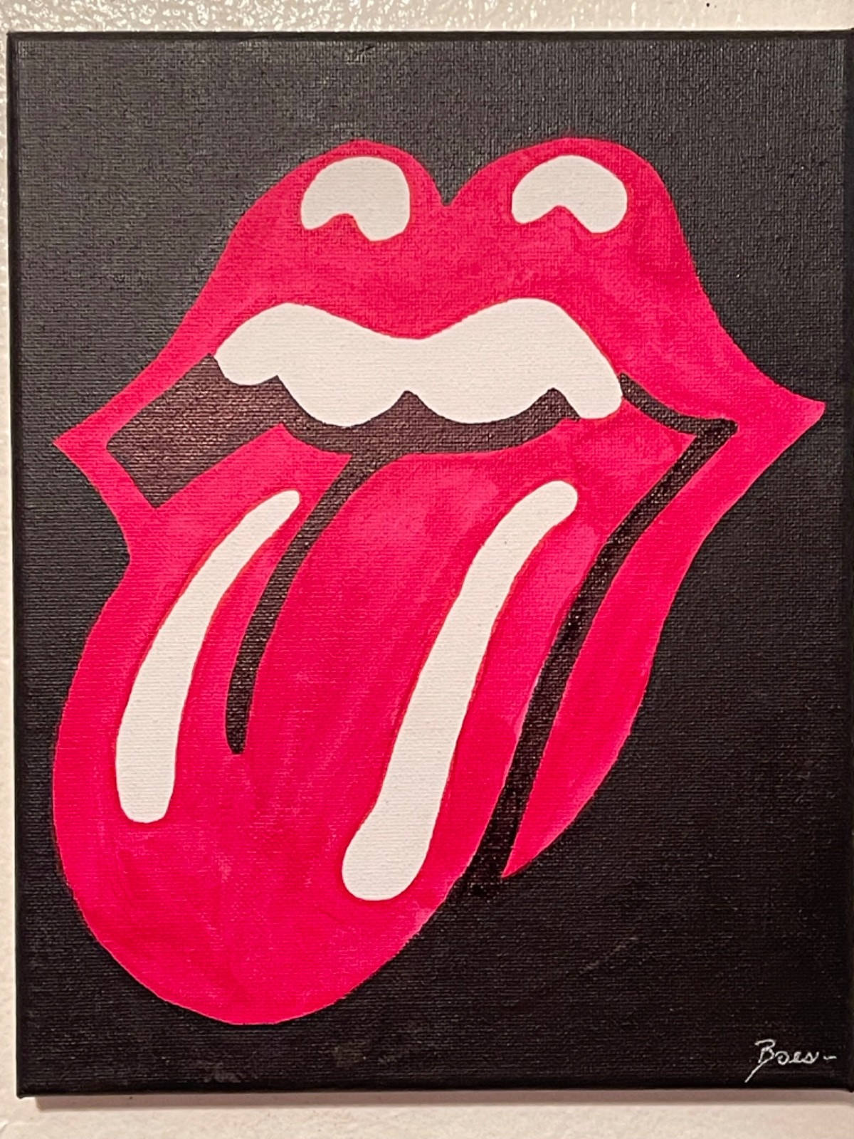 Seasoned Art Rolling Stones Tongue band logo hand painted artwork licking smile