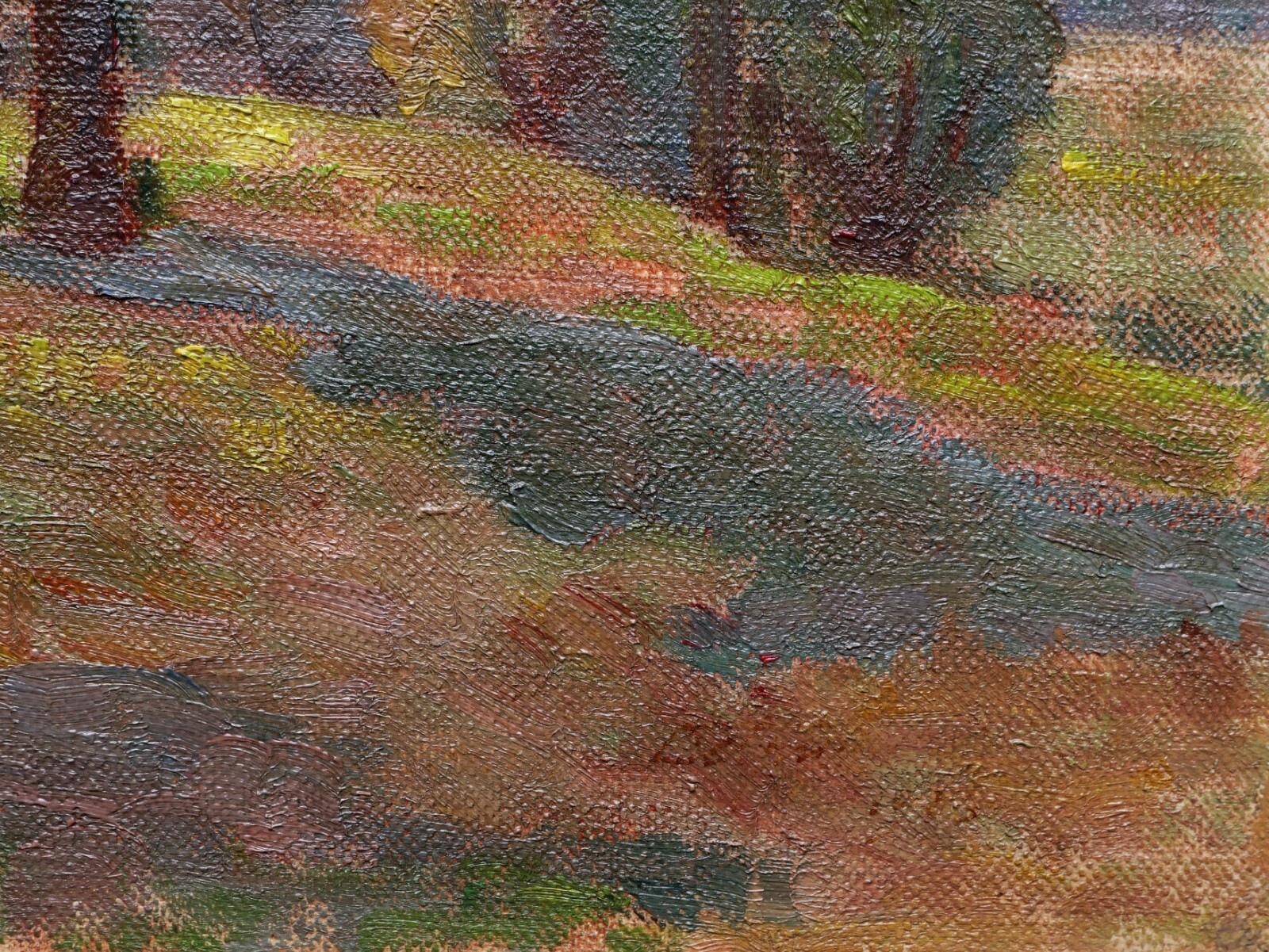 French Oil Painting Landscape View Countryside Delpy House Trees 1920 1930