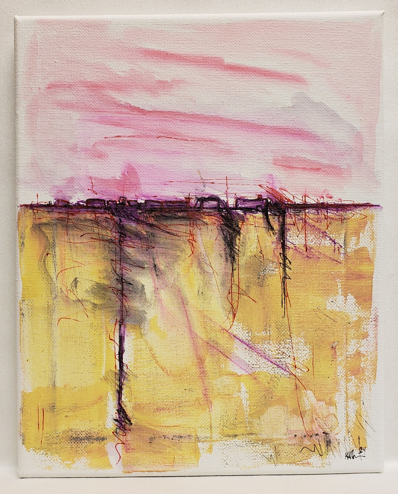 No613 Original Abstract Minimal Impressionistic Landscape Painting By K.A.Davis