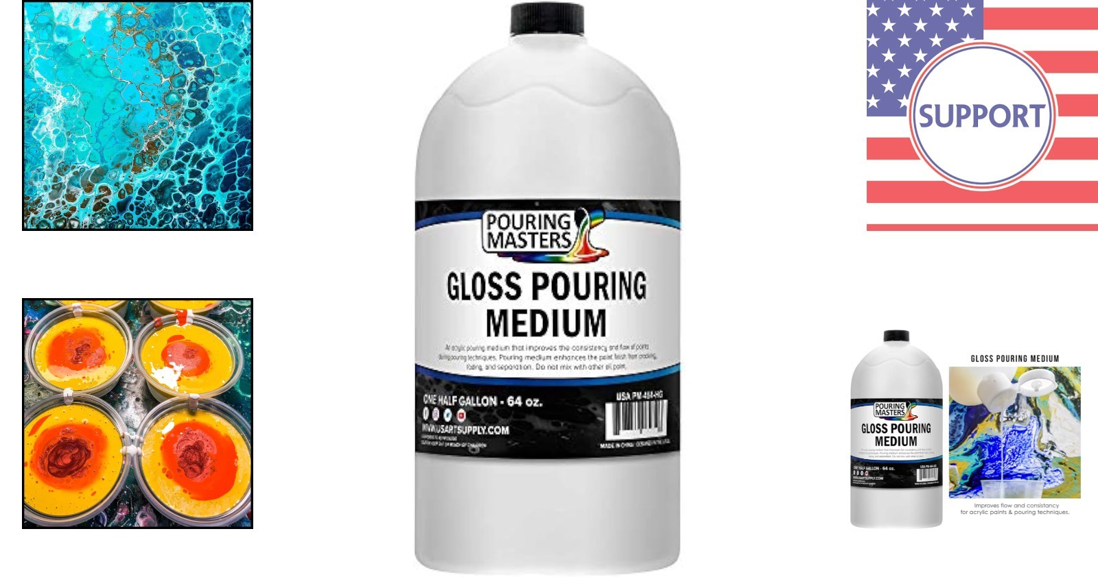 Versatile 64oz Gloss Pouring Medium for Fluid Acrylic Painting Mastery