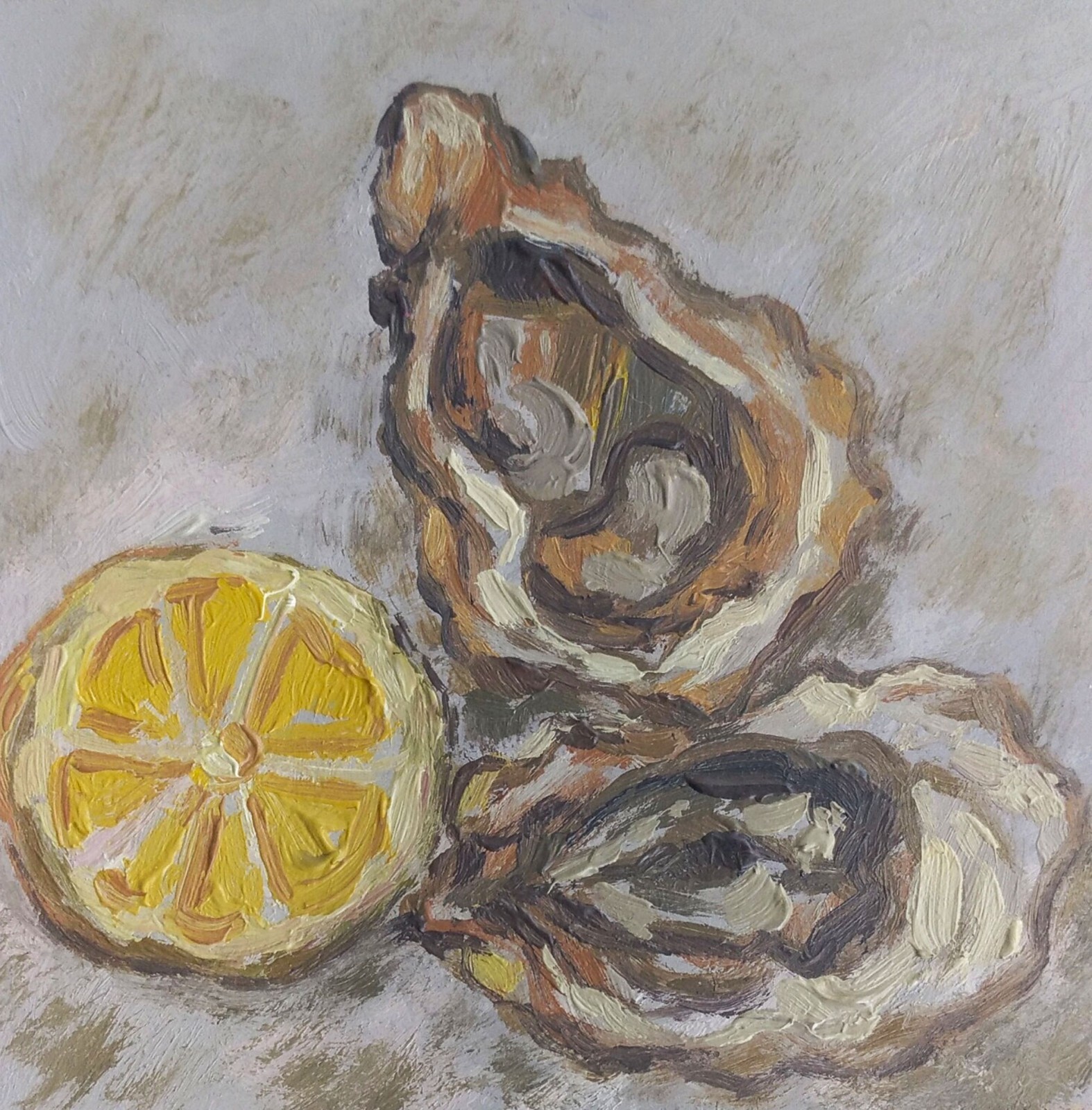 Oyster Oil Painting,Seafood Original Art,Kitchen Wall Decor,Handpainted Artwork