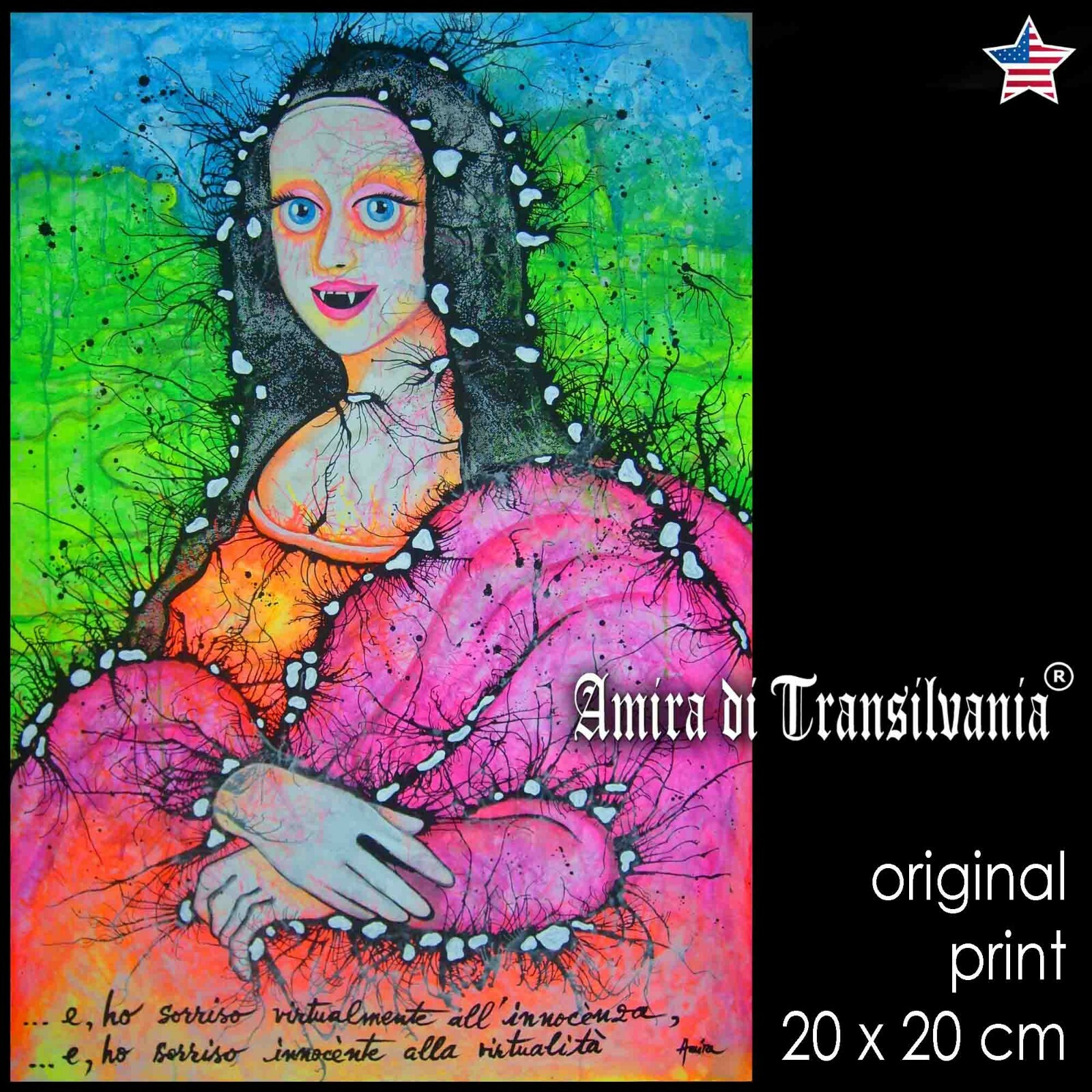 mona lisa gioconda portrait pop art indipendent by artist optical painting print