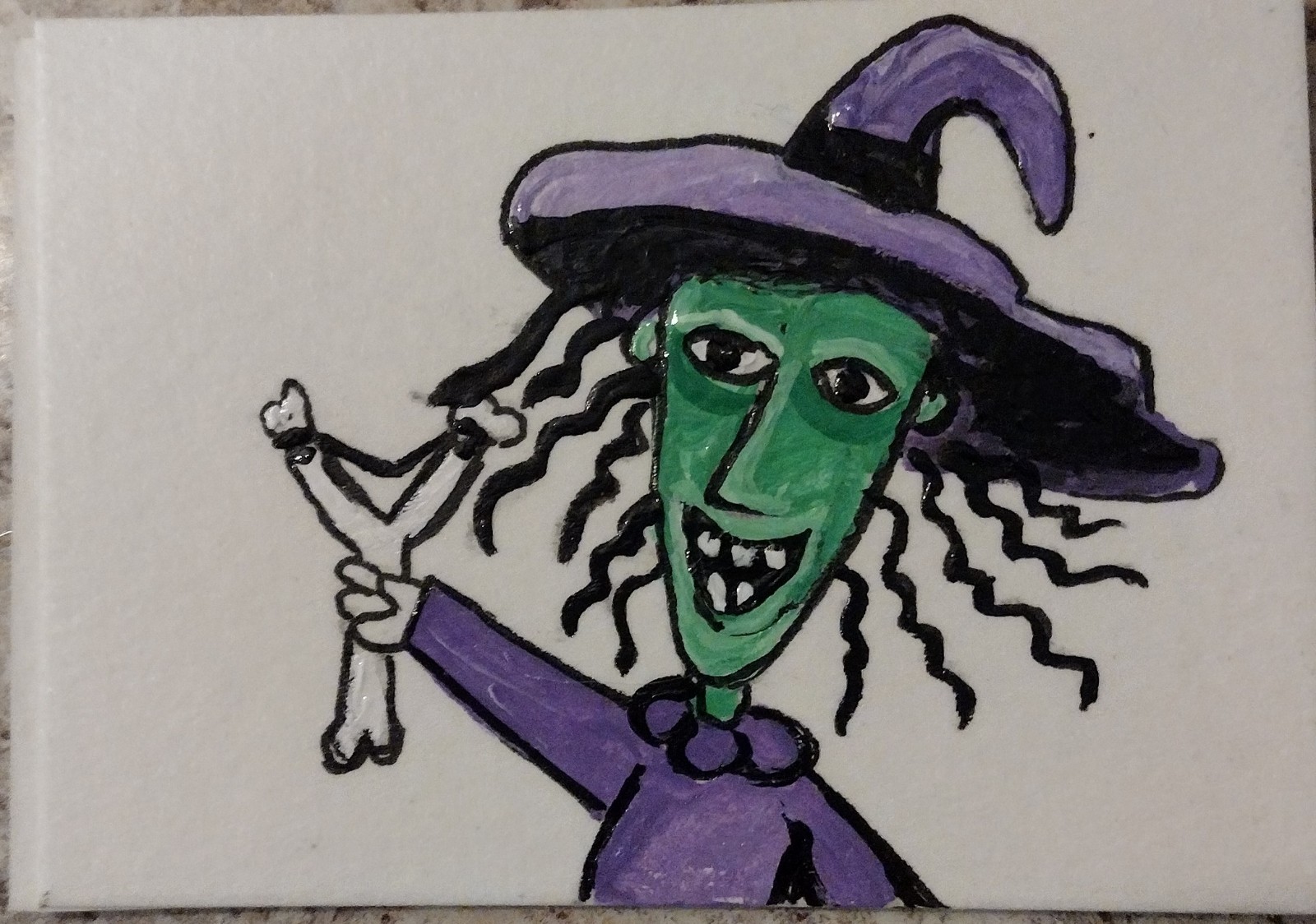 3.5″X2.5″ Artist Trading Card Nightmare Before Xmas Shock HAND PAINTED ACRYLIC