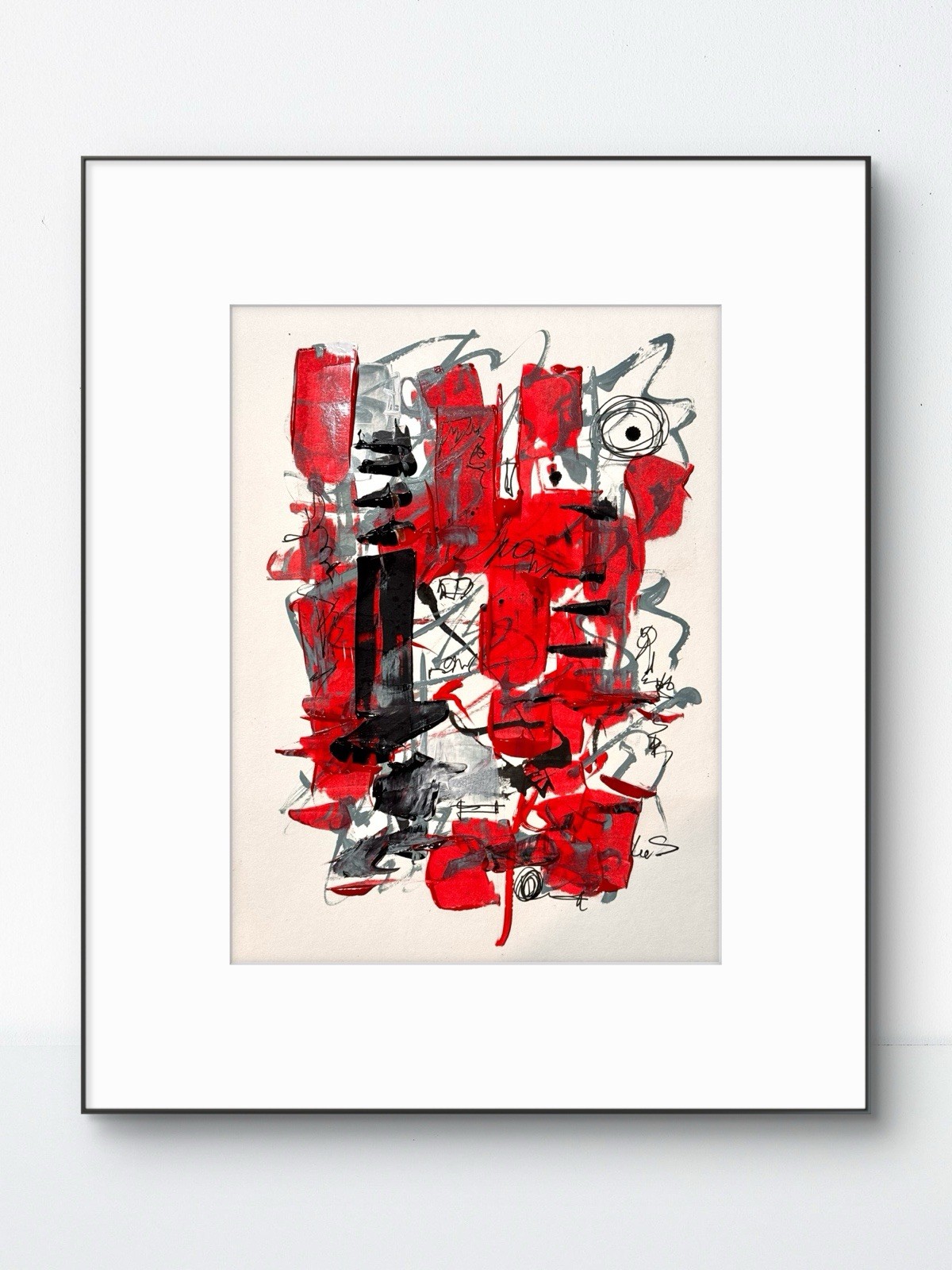 SAMATOWIC Original Abstract Red 9×12 Paper Signed Living Room Wall Decor 24