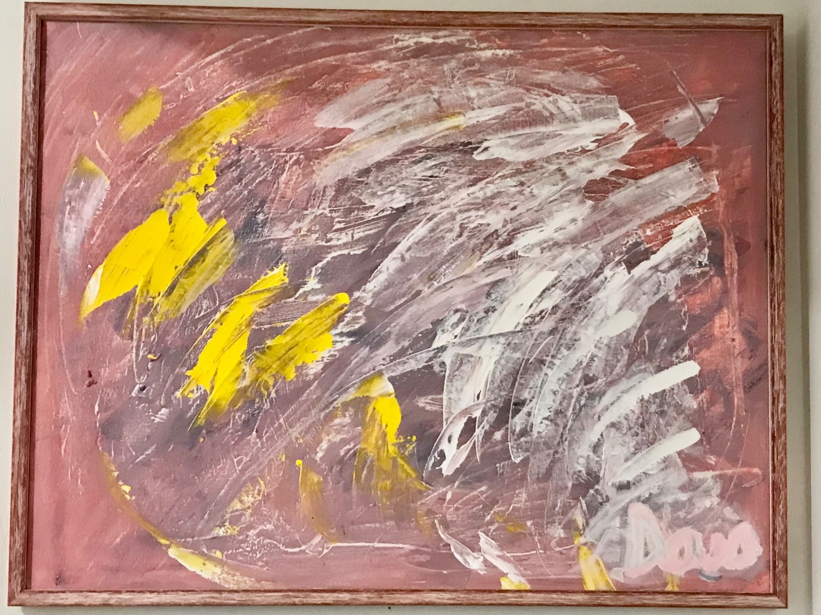 ACRYLIC PAINTING WITH CUSTOM MADE FRAME READY FOR A DISCRIMINATING BUYER TO BUY